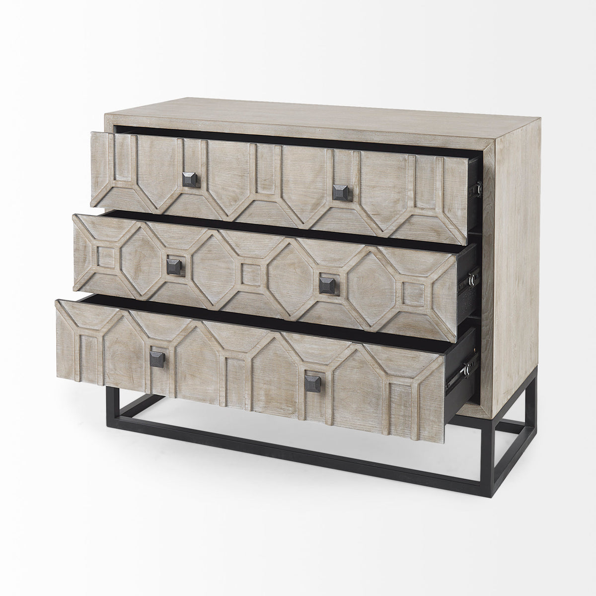 Genevieve I 3 Drawer Accent Cabinet - Light Brown Fir Veneer-Accent Cabinets & Chests-DECOROLALA