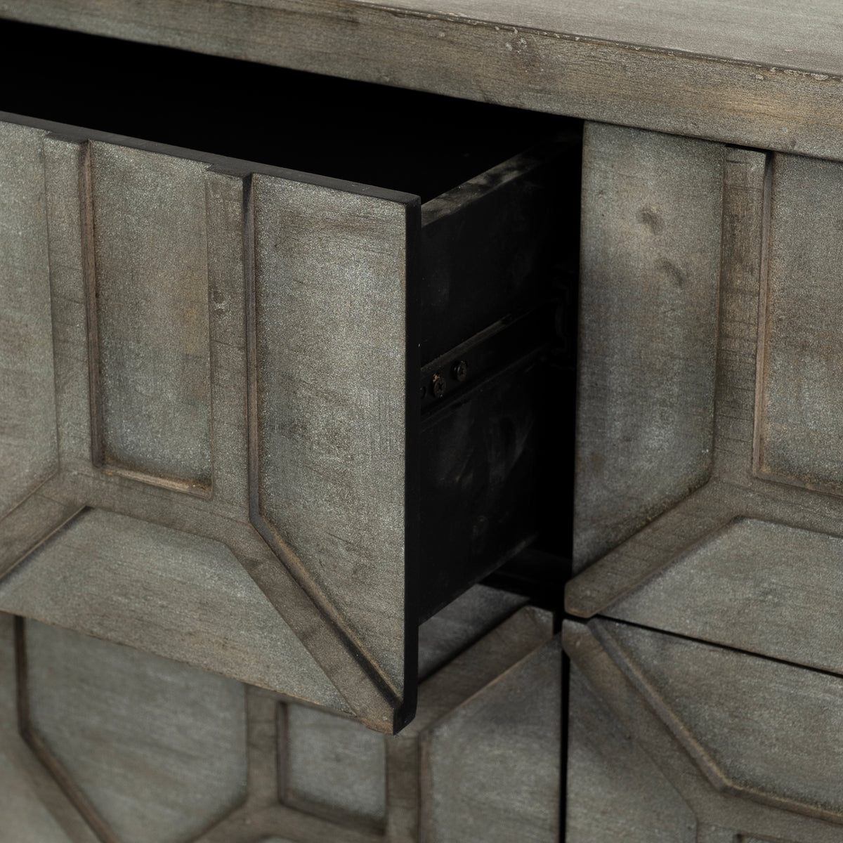 Genevieve II 70x15.8 Fir Veneer W/Gold Metal Frame Base 9 Drawer Sideboard-Sideboards & Buffets-DECOROLALA