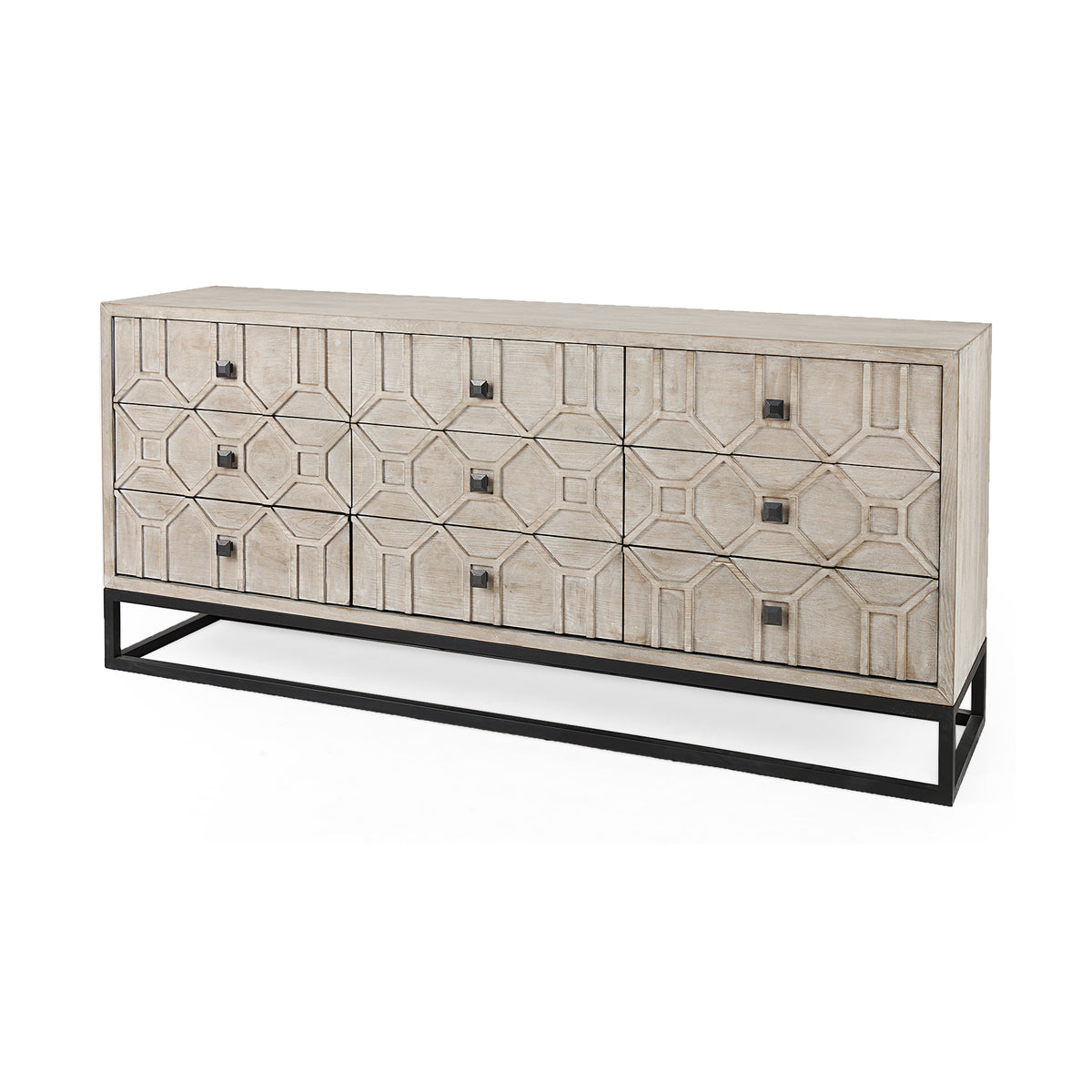 Genevieve II Fir Veneer 9-Drawer Sideboard - Gold Frame-Sideboards & Buffets-DECOROLALA