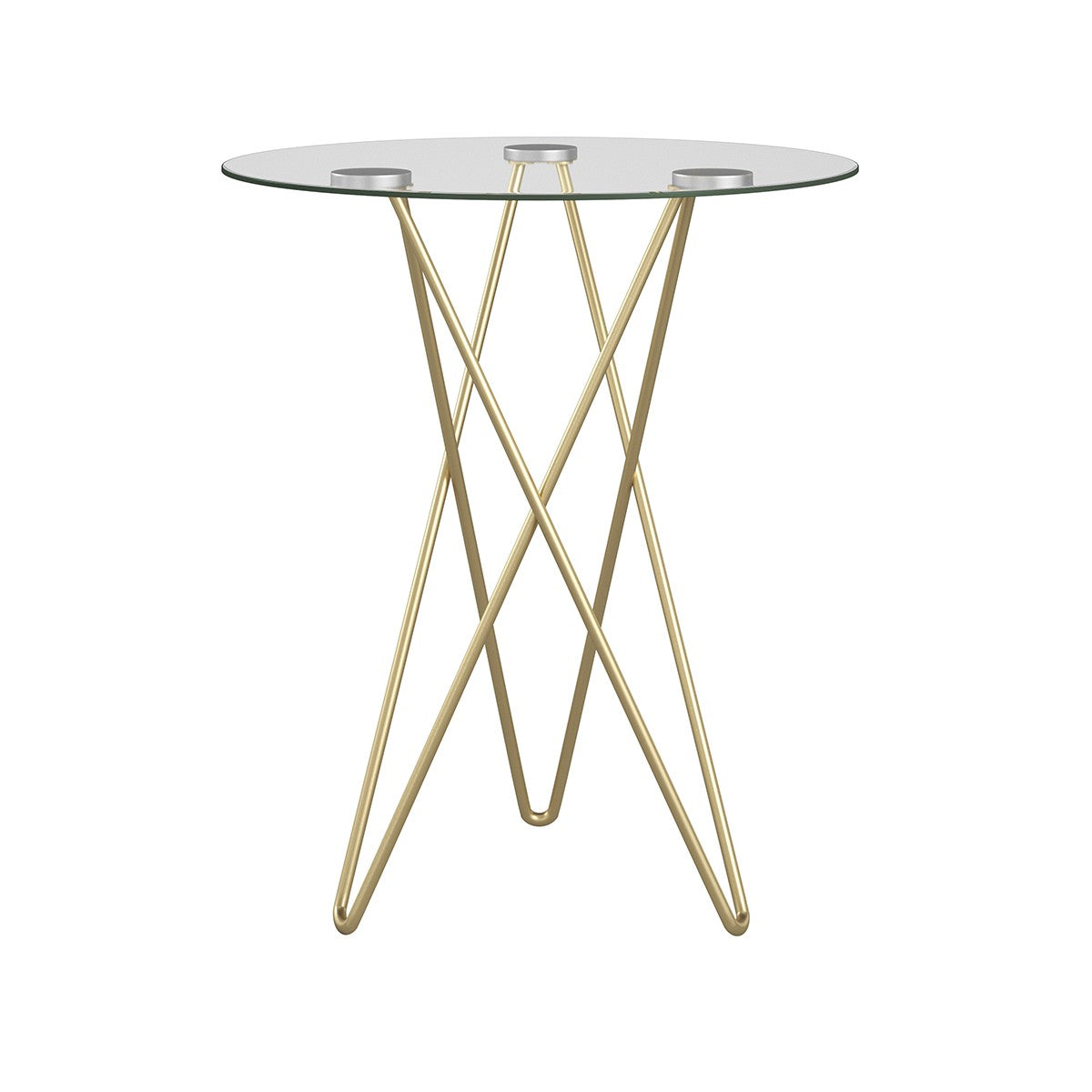 Geometric Clear Glass and Gold Round Table-End-Side Tables-DECOROLALA