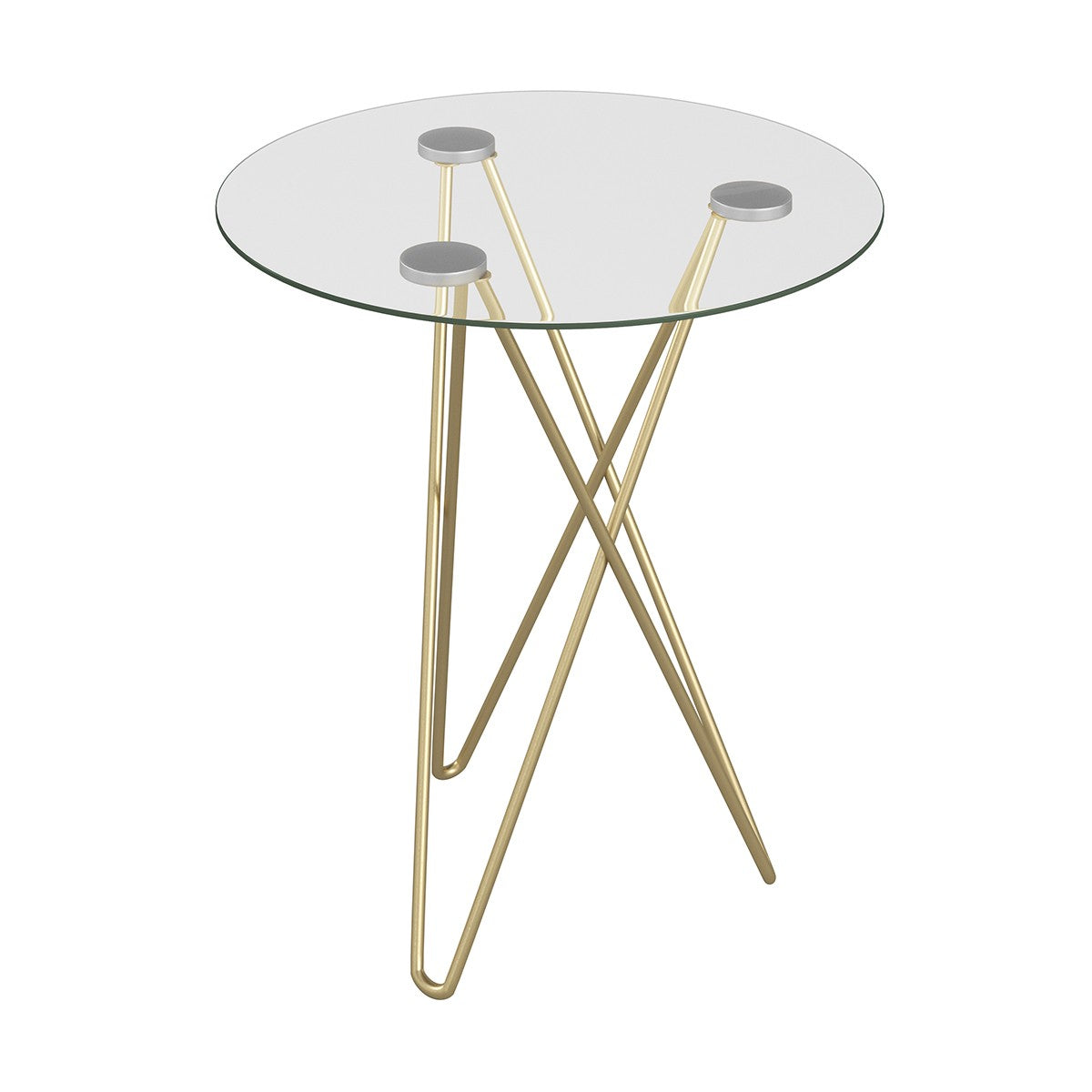 Geometric Clear Glass and Gold Round Table-End-Side Tables-DECOROLALA