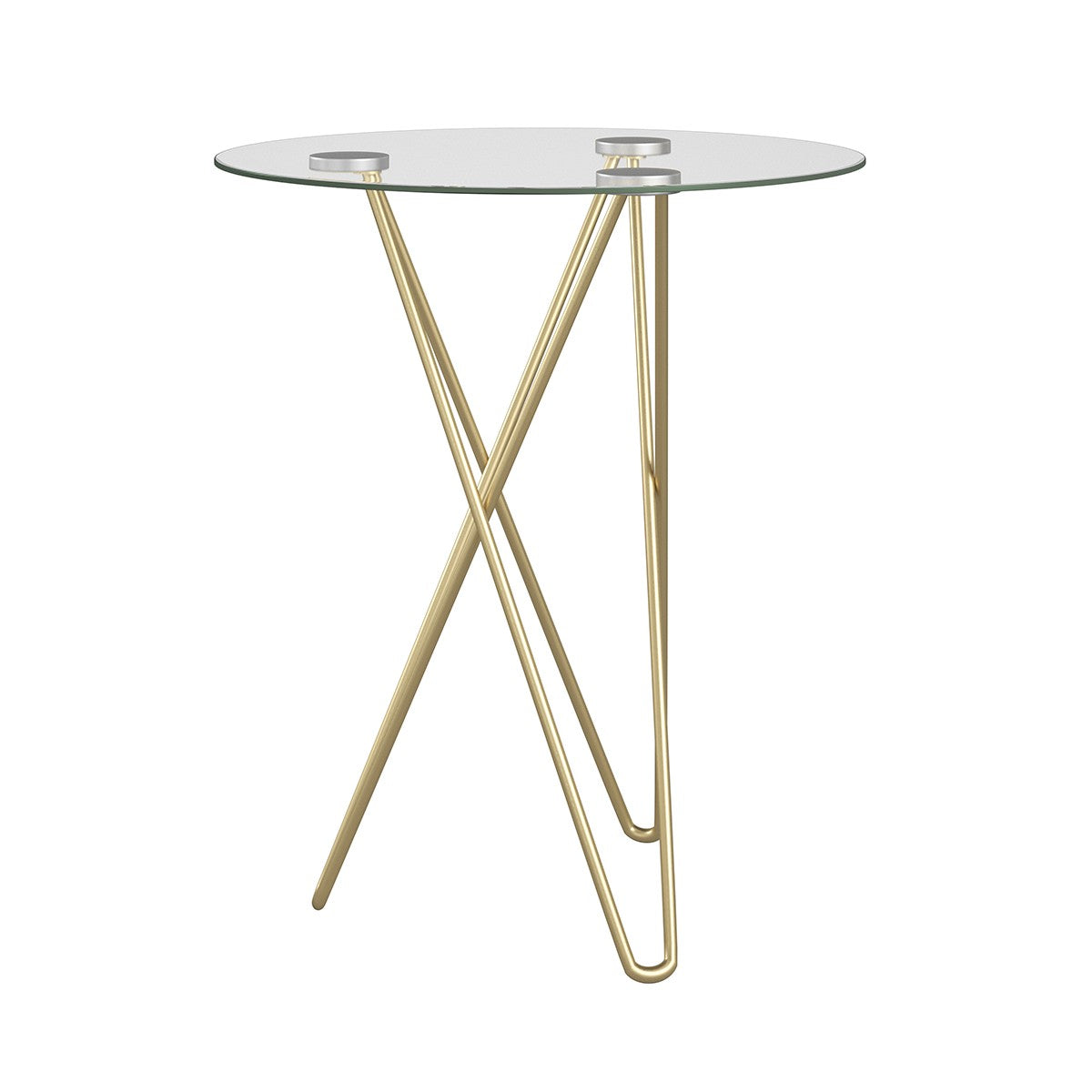 Geometric Clear Glass and Gold Round Table-End-Side Tables-DECOROLALA