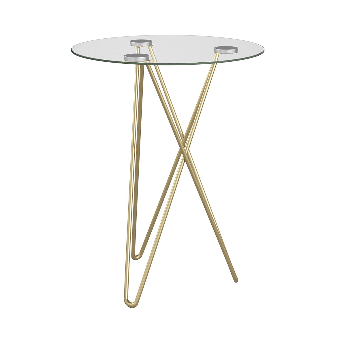 Geometric Clear Glass and Gold Round Table-End-Side Tables-DECOROLALA