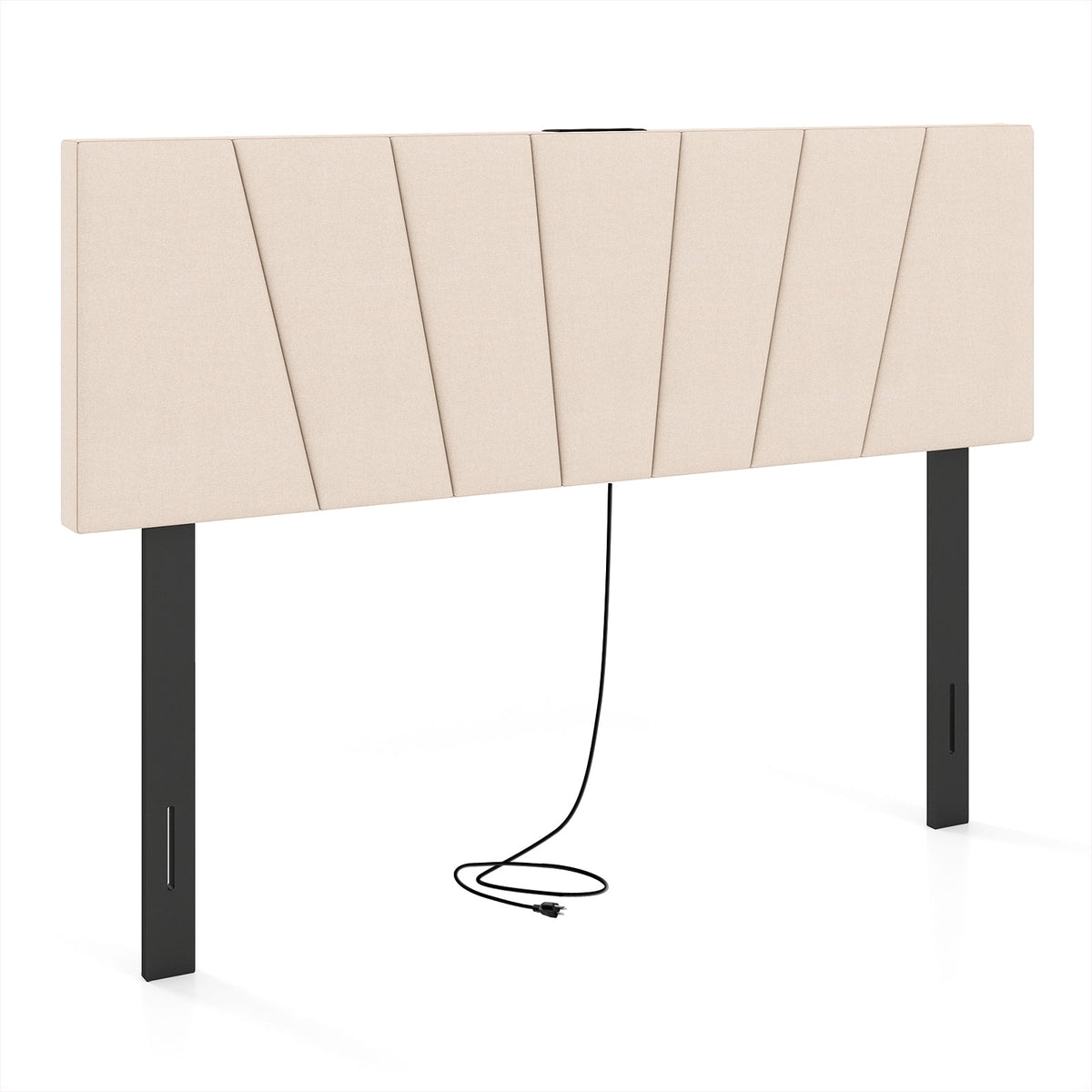 Geometric Upholstered Headboard with Charging Station - Queen/Full-Headboards-DECOROLALA