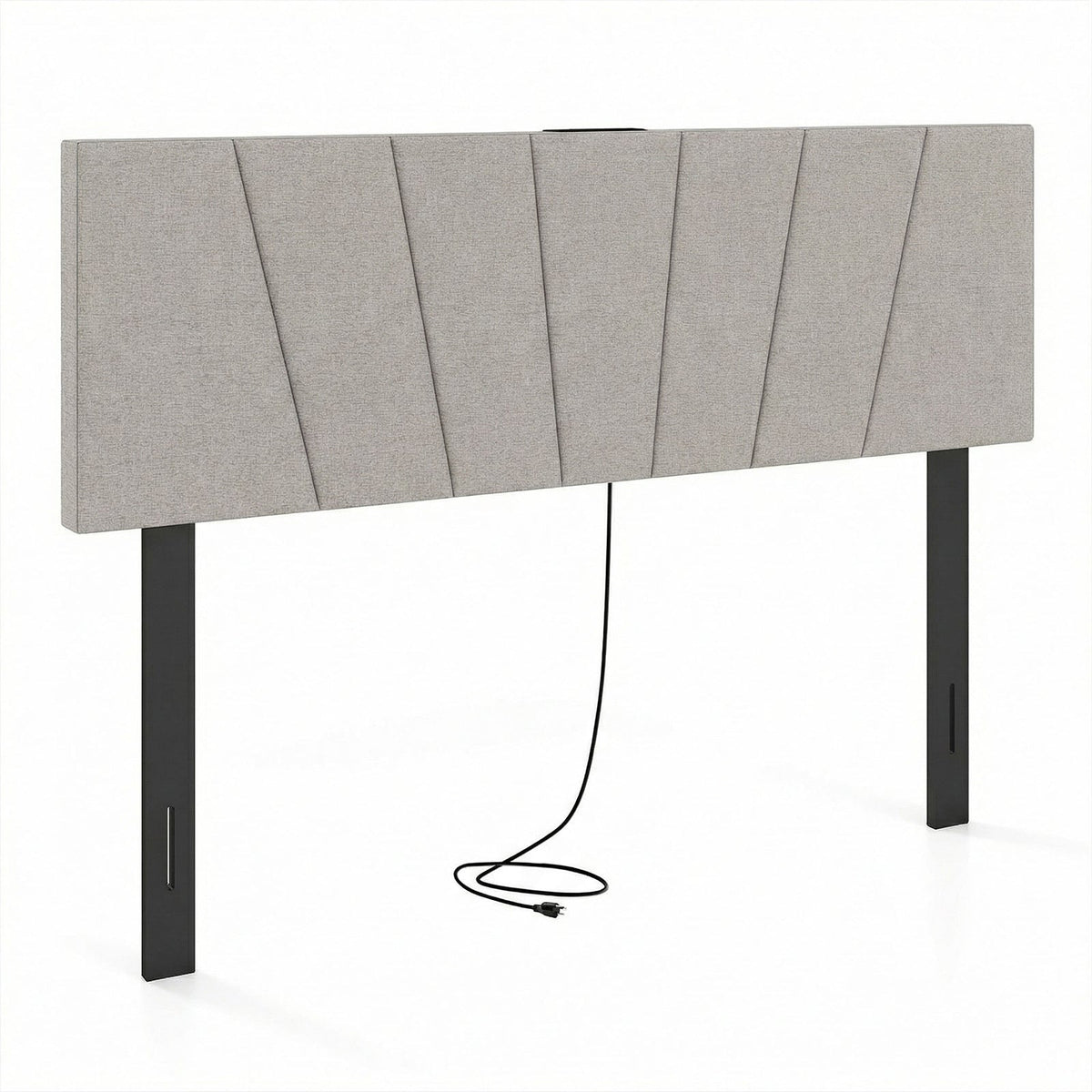Geometric Upholstered Headboard with Charging Station - Queen/Full-Headboards-DECOROLALA