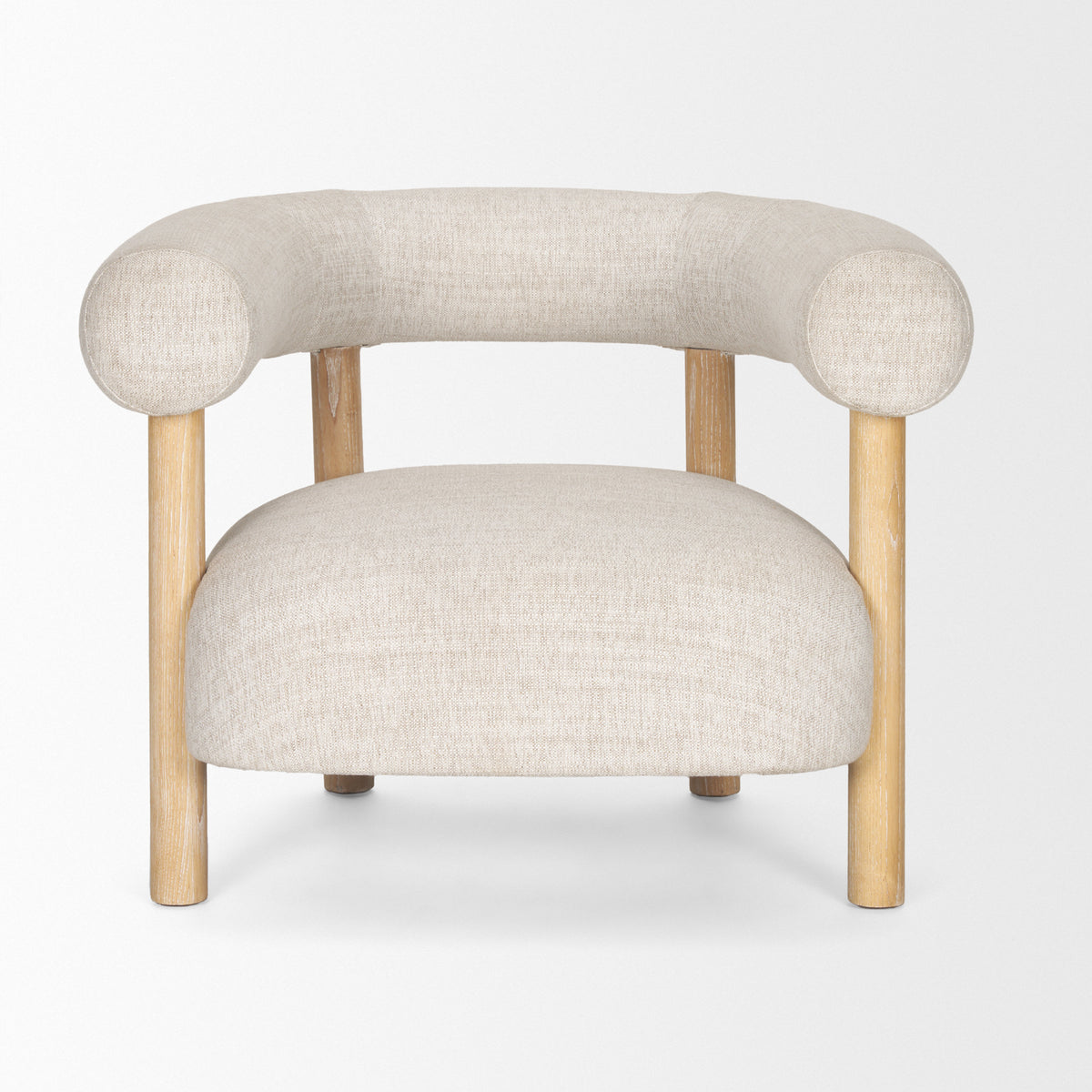 Gianna Open Back Light Brown Wood w/ Oatmeal Fabric Accent Chair-Accent Chairs-DECOROLALA