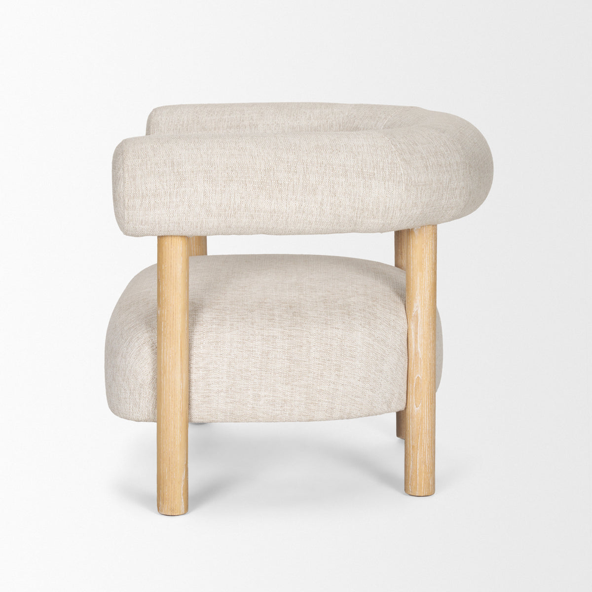 Gianna Open Back Light Brown Wood w/ Oatmeal Fabric Accent Chair-Accent Chairs-DECOROLALA