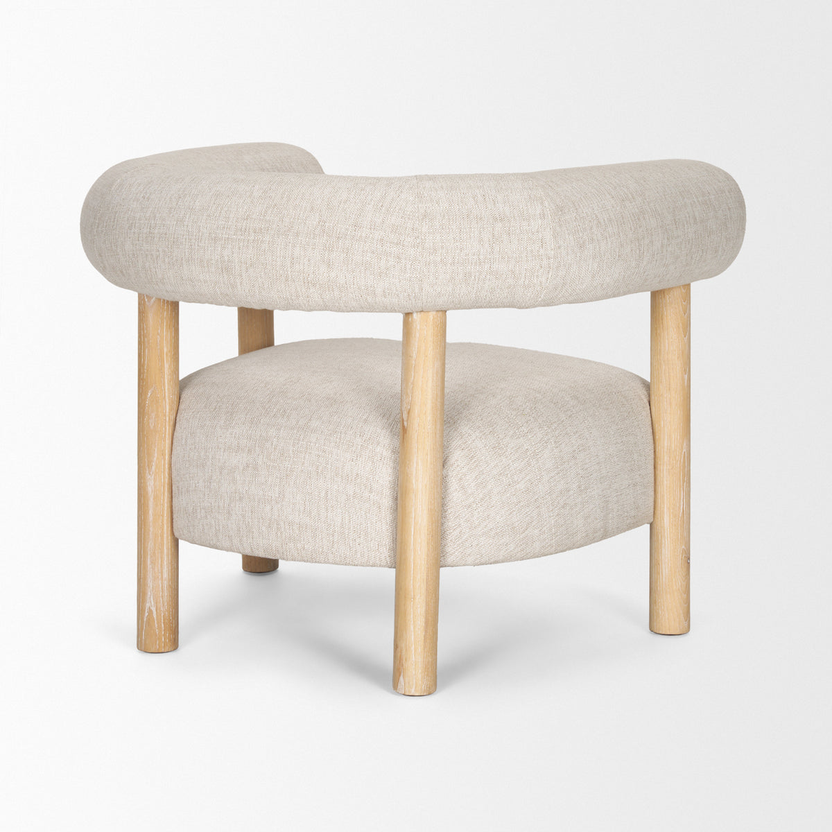 Gianna Open Back Light Brown Wood w/ Oatmeal Fabric Accent Chair-Accent Chairs-DECOROLALA