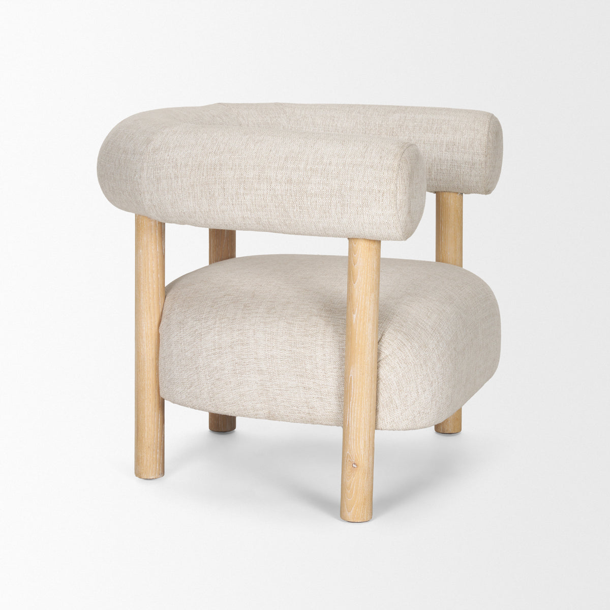 Gianna Open Back Light Brown Wood w/ Oatmeal Fabric Accent Chair-Accent Chairs-DECOROLALA
