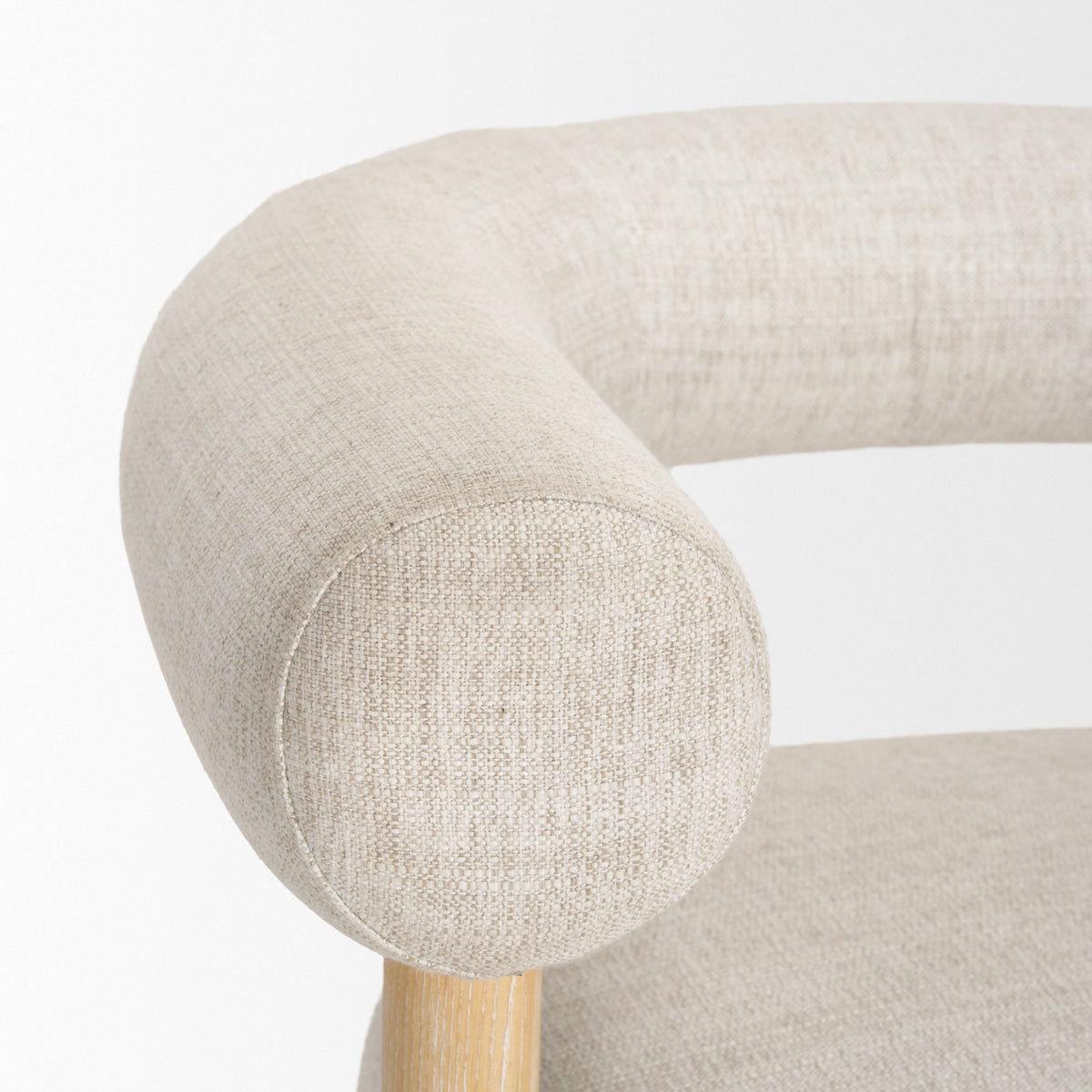 Gianna Open Back Light Brown Wood w/ Oatmeal Fabric Accent Chair-Accent Chairs-DECOROLALA