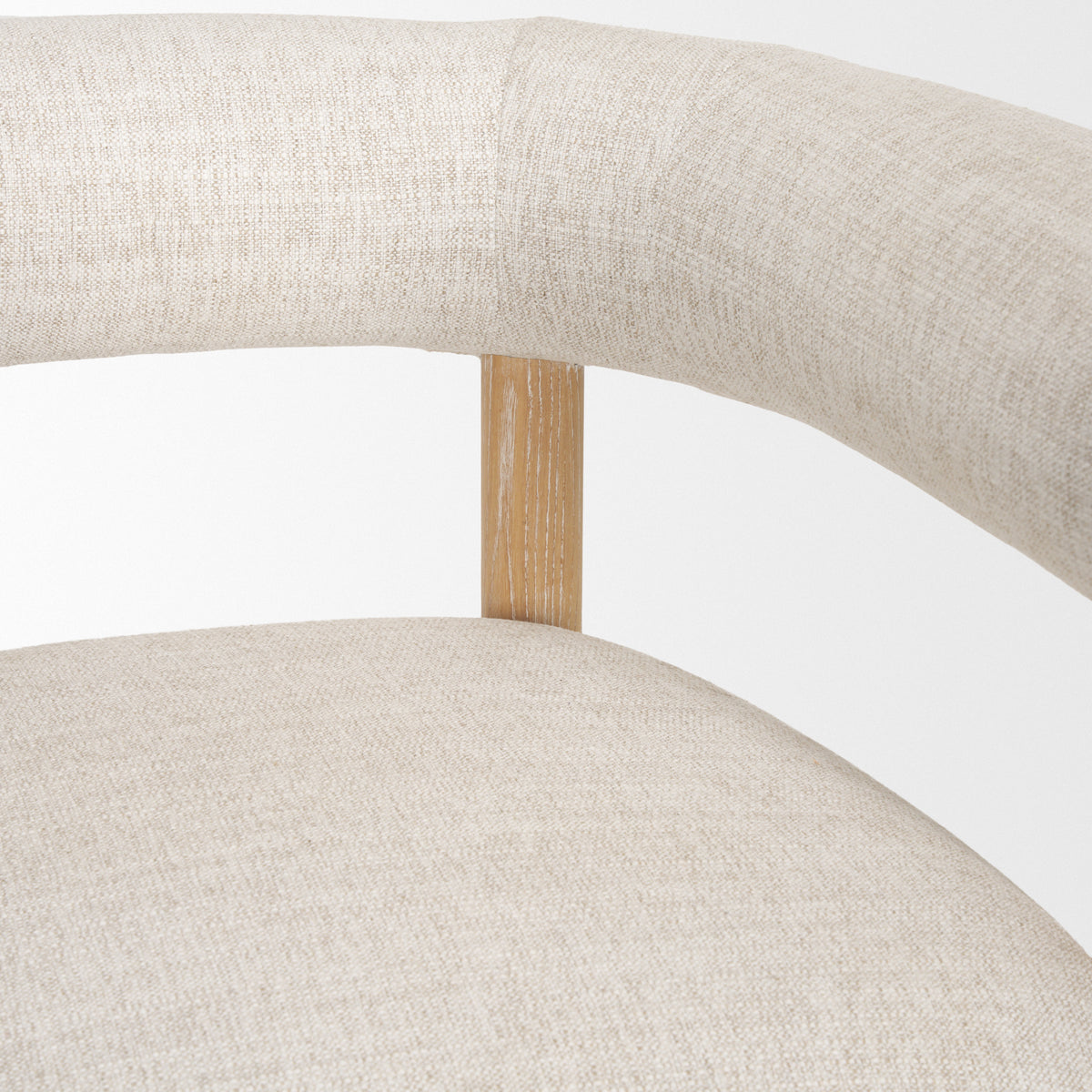 Gianna Open Back Light Brown Wood w/ Oatmeal Fabric Accent Chair-Accent Chairs-DECOROLALA