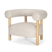 Gianna Open Back Light Brown Wood w/ Oatmeal Fabric Accent Chair-Accent Chairs-DECOROLALA