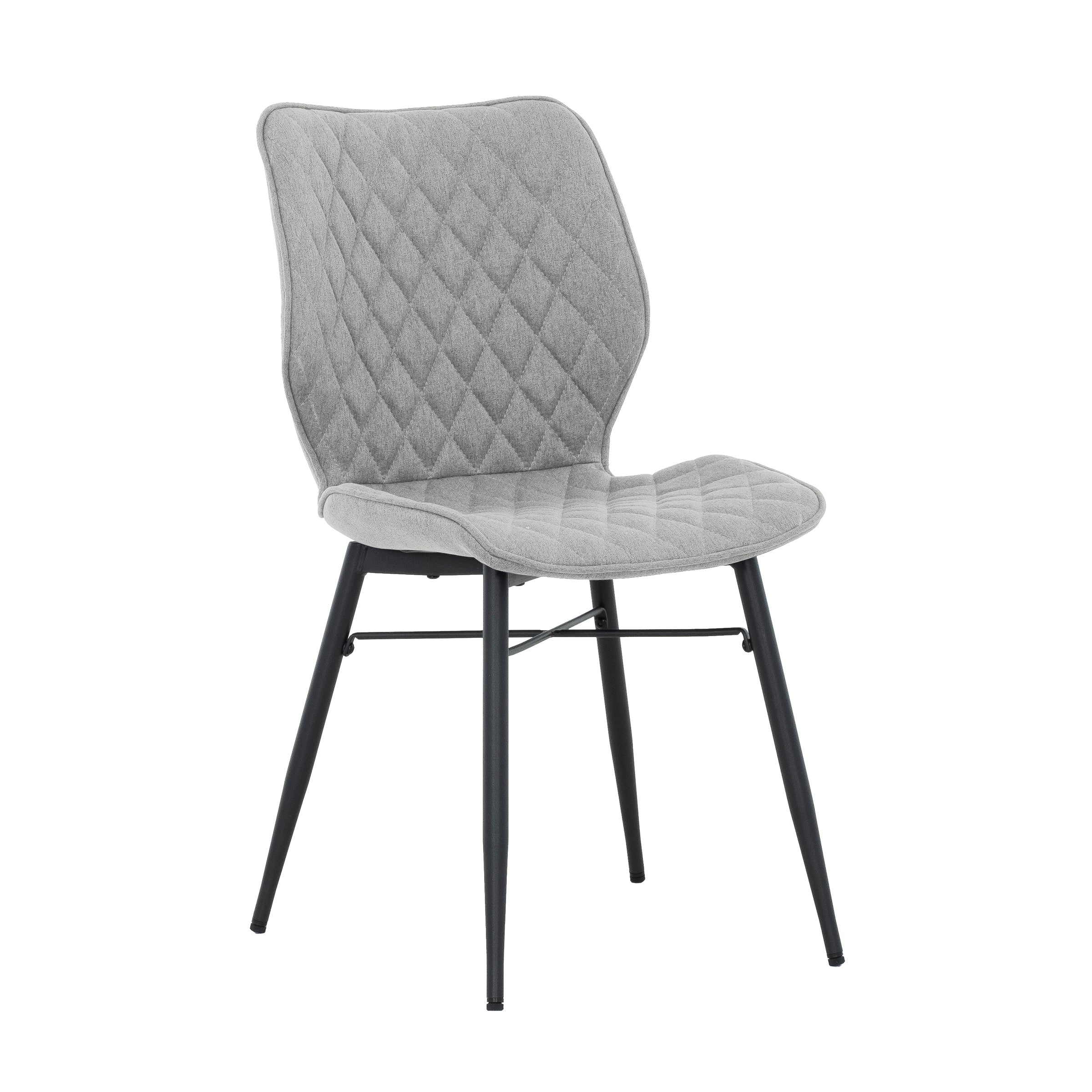 Gianni Taupe Diamond-Quilted Armless Accent Chair with Black Metal Legs (set of 2)-Dining Room-DECOROLALA