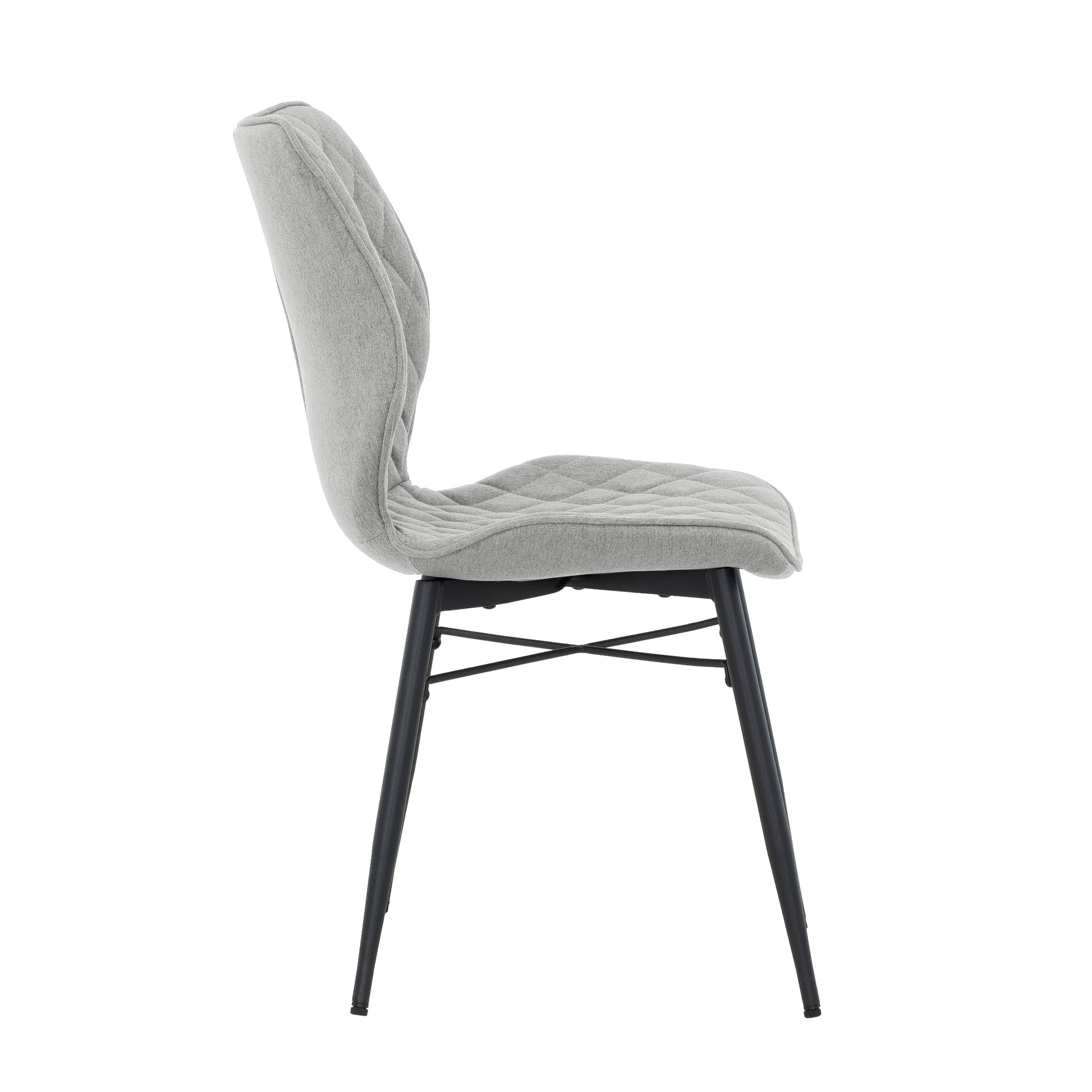 Gianni Taupe Diamond-Quilted Armless Accent Chair with Black Metal Legs (set of 2)-Dining Room-DECOROLALA