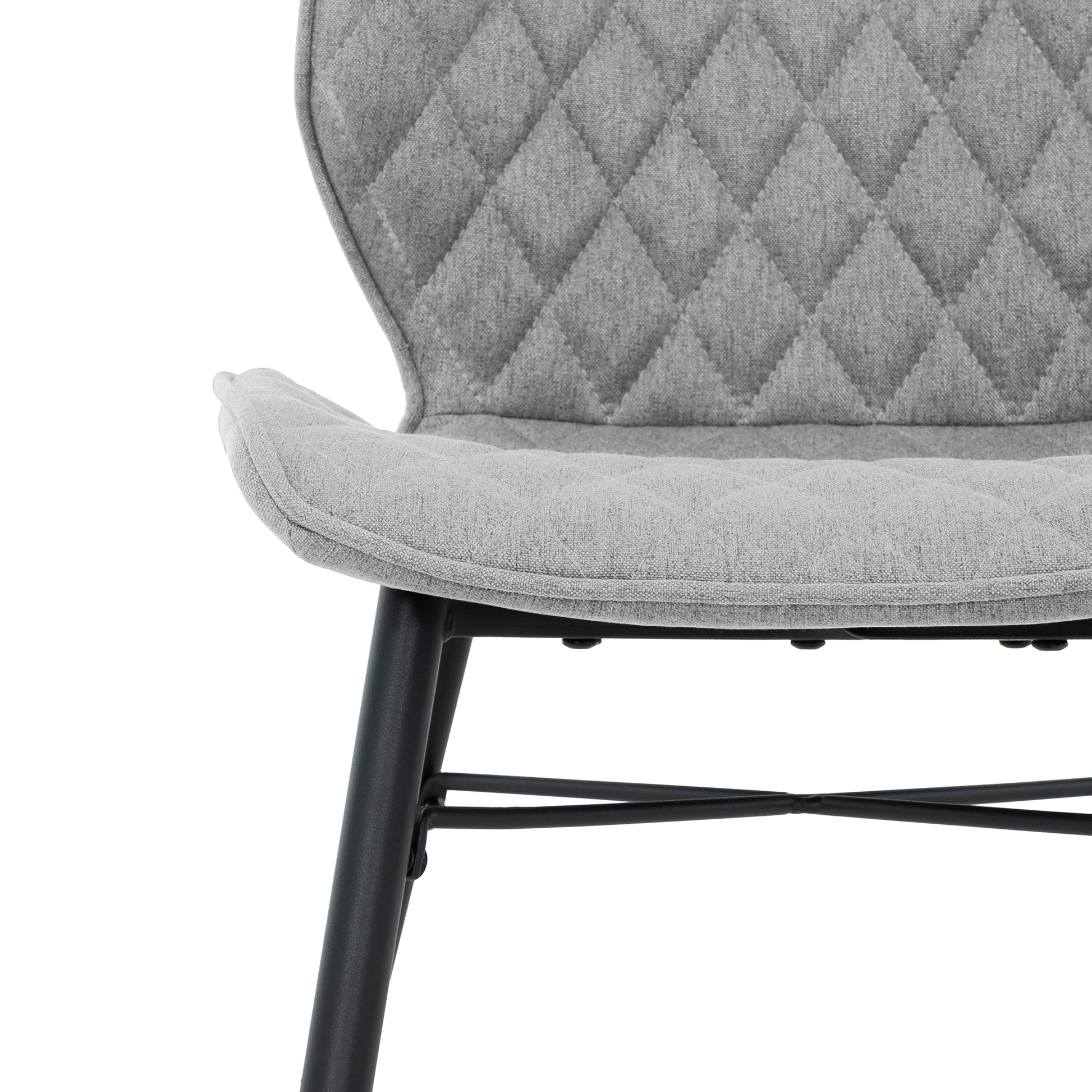 Gianni Taupe Diamond-Quilted Armless Accent Chair with Black Metal Legs (set of 2)-Dining Room-DECOROLALA