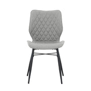 Gianni Taupe Diamond-Quilted Armless Accent Chair with Black Metal Legs (set of 2)-Dining Room-DECOROLALA