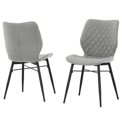Gianni Taupe Diamond-Quilted Armless Accent Chair with Black Metal Legs (set of 2)