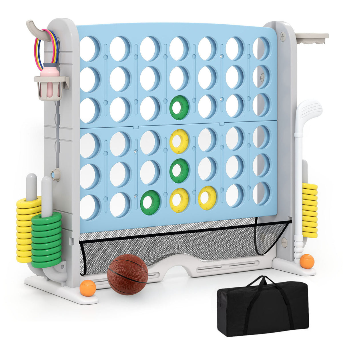 Giant 4-in-a-Row Game Set Jumbo 4-to-Score Game with Storage Bag