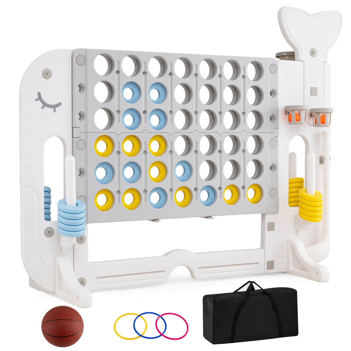 Jeu géant de puissance 4, jeu de quatre à la suite avec lancer d’anneaux et sac de transport