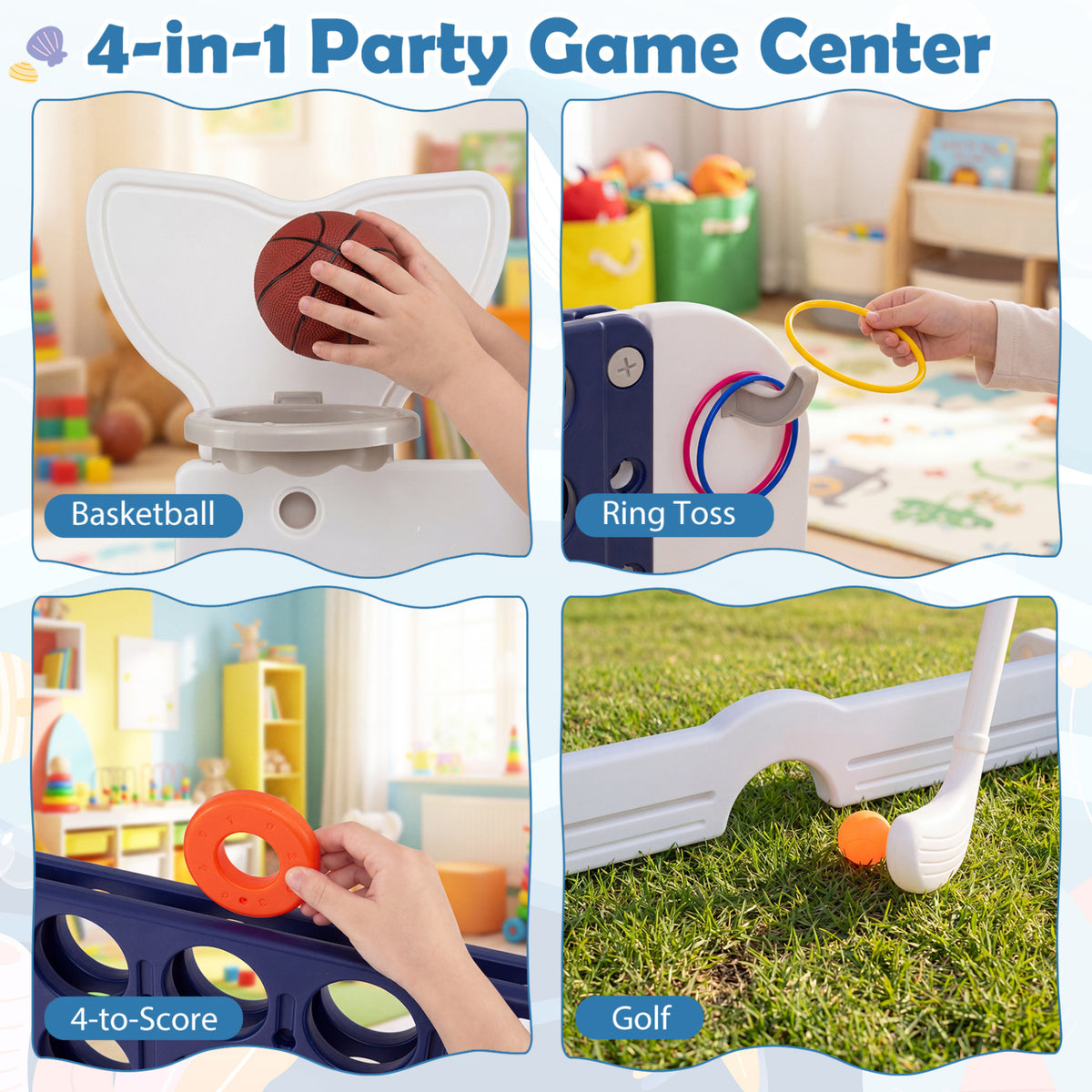 Giant 4-to-Score Game Set Jumbo 4-in-a-Row Game with Ring-toss and Portable Bag