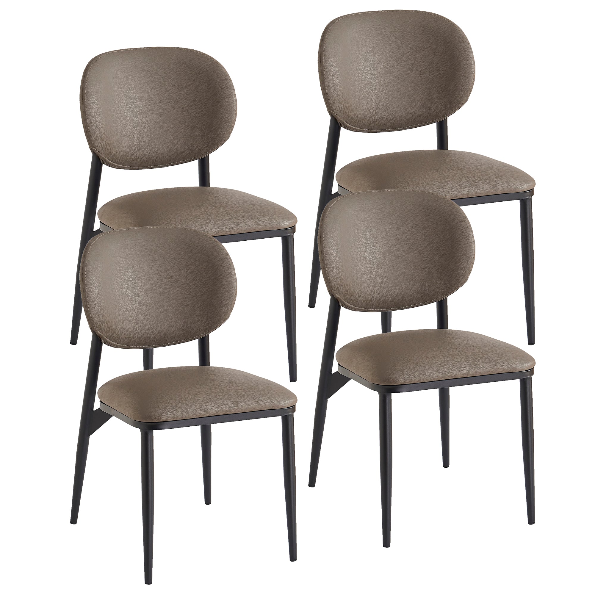 Gideon Dining Chair - Stone Textured Faux Leather - Black Legs-DECOROLALA