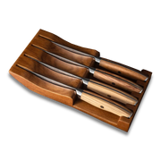 Ginza Steel AMELIA Five  4-Piece VG10 Damascus Steel Steak Knife Set with Wood Block-Knife Set-DECOROLALA