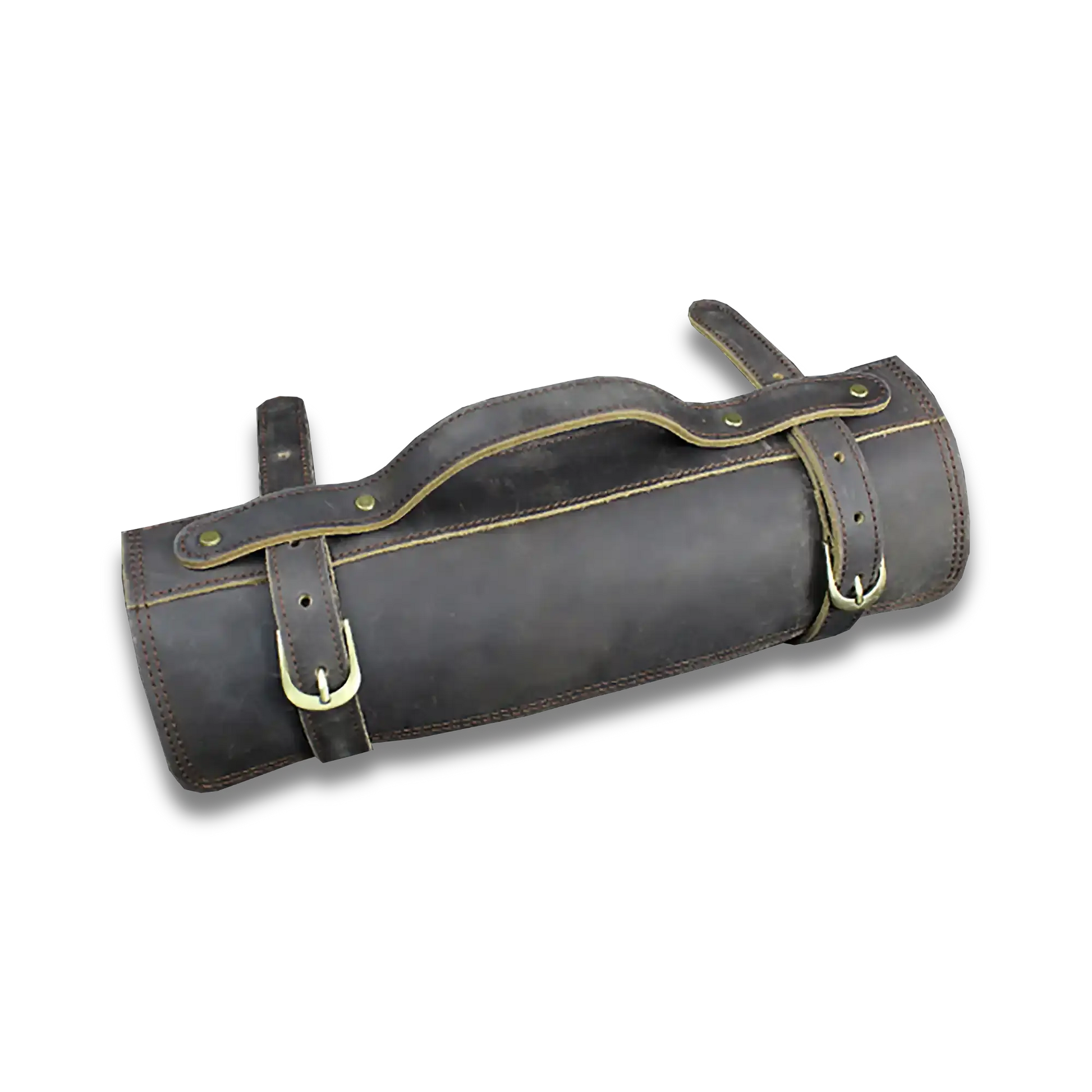 Ginza Steel Full Grain Leather Knife Roll - Brown-Accessories-DECOROLALA