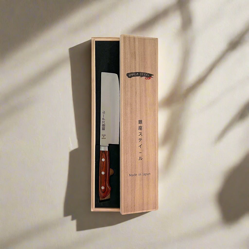 Ginza Steel Japanese Knife Set - Santoku Usuba Board-Knife Set-DECOROLALA