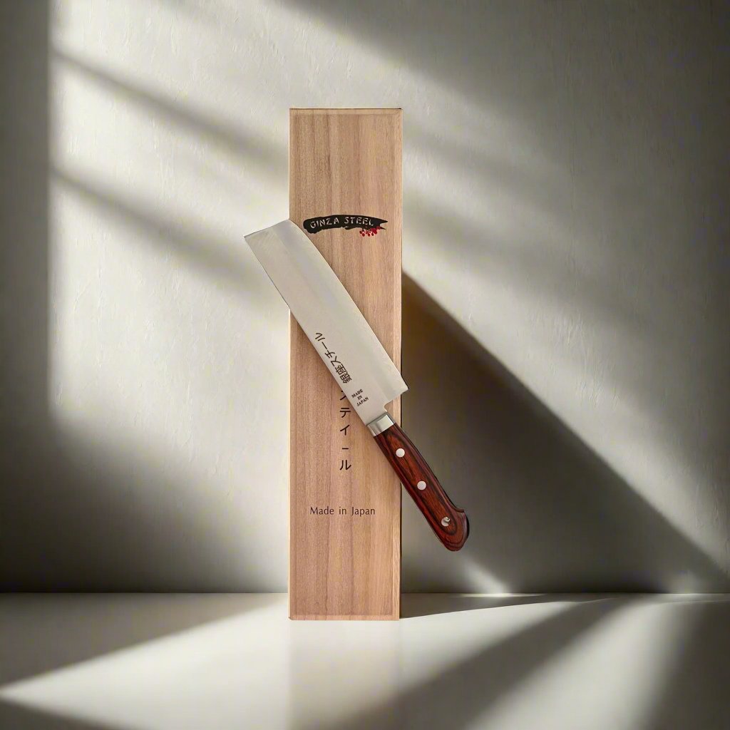 Ginza Steel Japanese Knife Set - Santoku Usuba Board-Knife Set-DECOROLALA