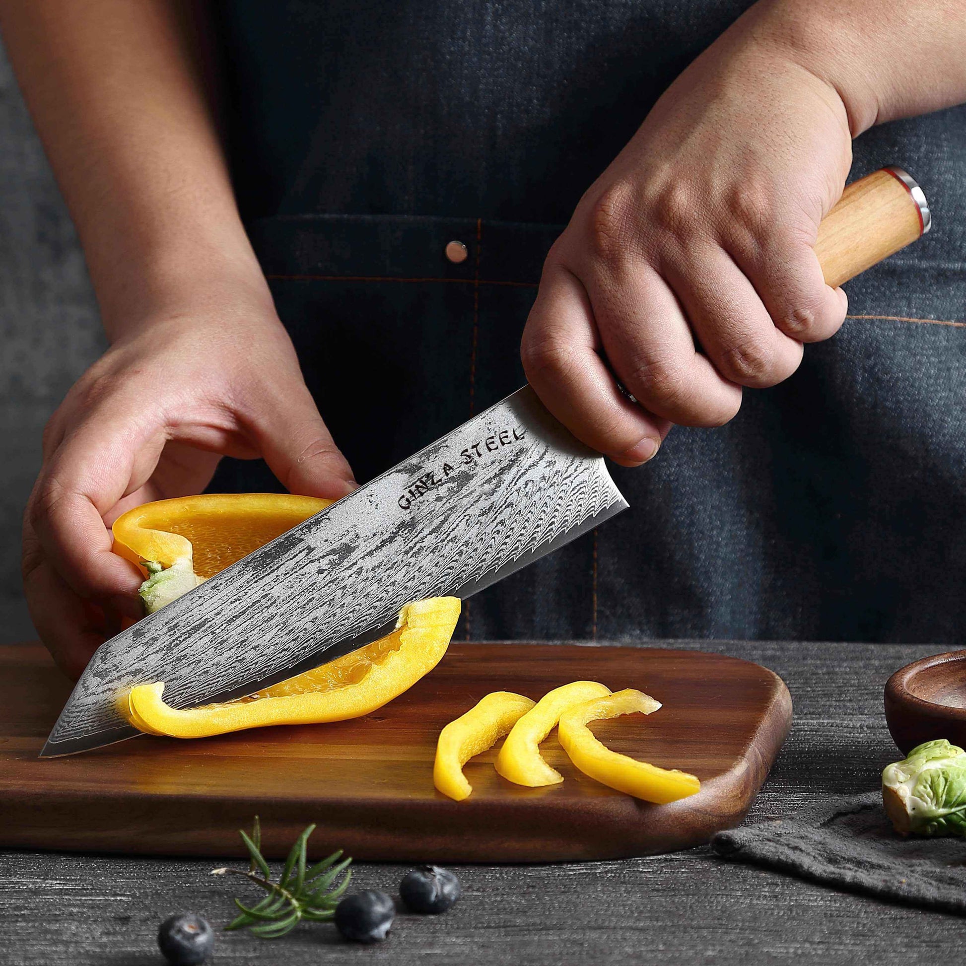 Ginza Steel KC Series MIA FIVE  5-Piece Essential Knife Set with Magnetic Wood Block-Knife Set-DECOROLALA