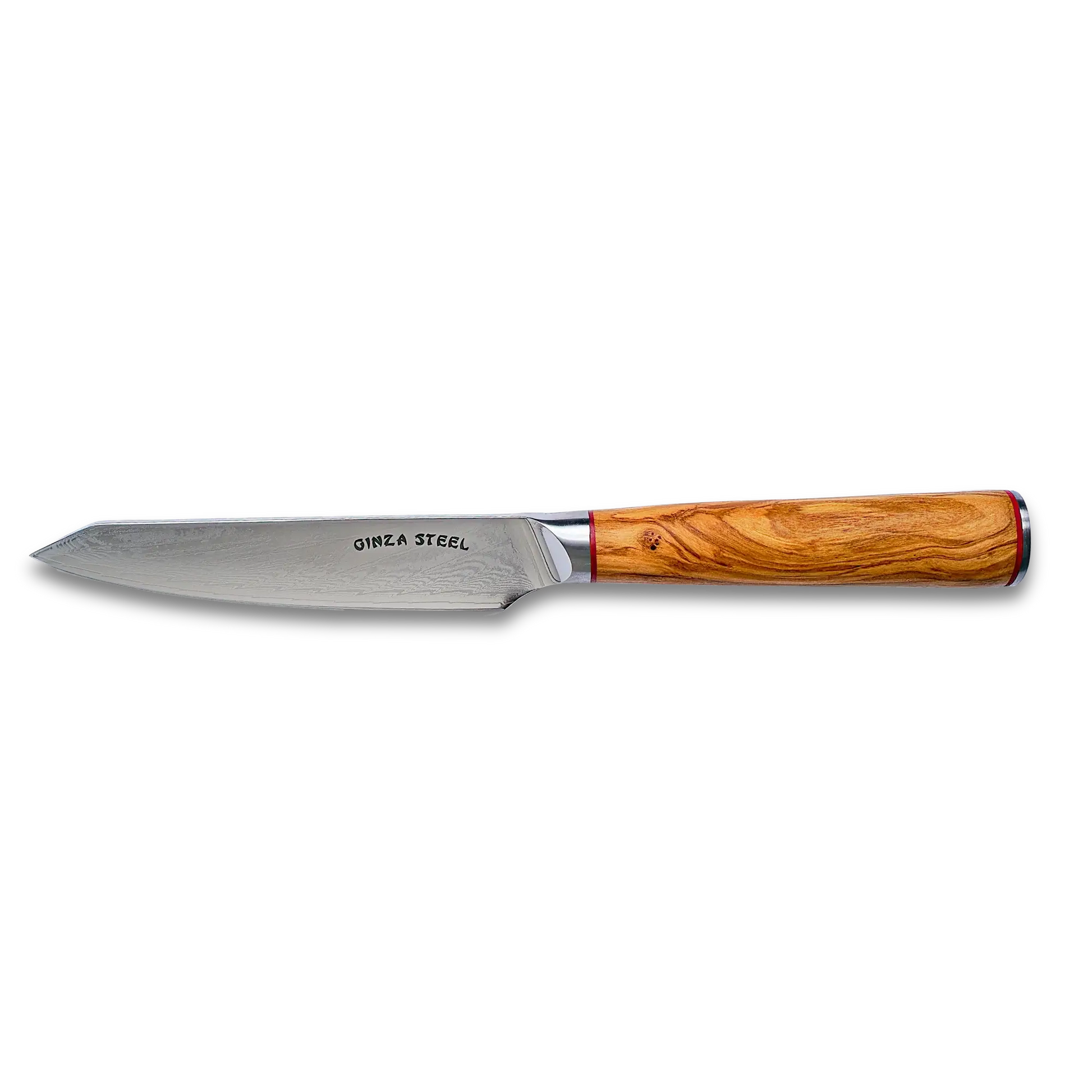 Ginza Steel MIA 12 Utility Knife 5  Damascus AUS10, 67-Layer, Olive Wood Handle-Utility Knife-DECOROLALA
