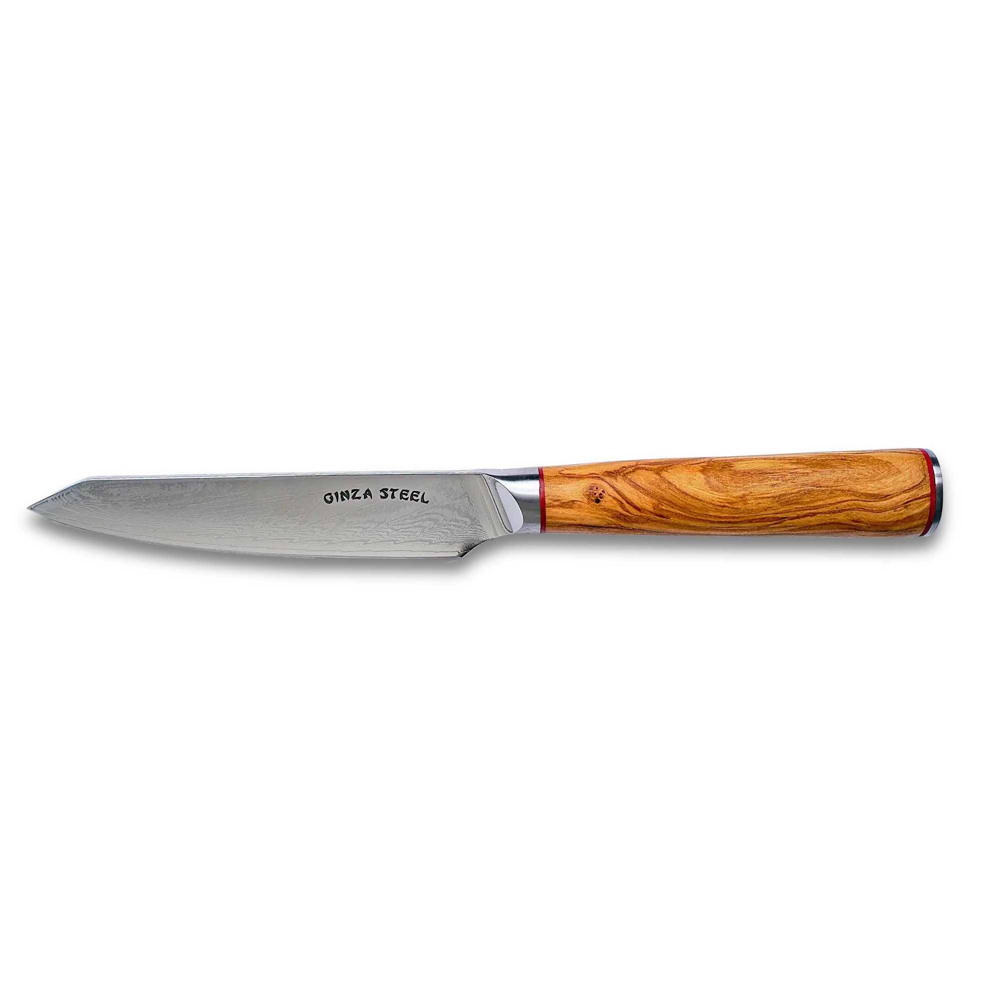 Ginza Steel MIA 12 Utility Knife 5  Damascus AUS10, 67-Layer, Olive Wood Handle-Utility Knife-DECOROLALA