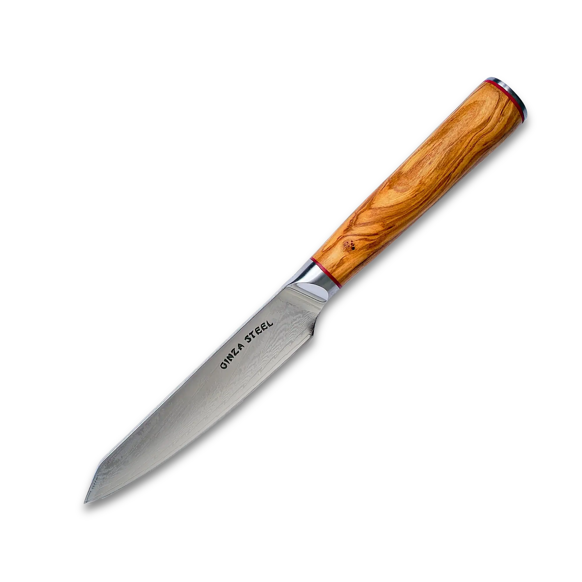 Ginza Steel MIA 12 Utility Knife 5  Damascus AUS10, 67-Layer, Olive Wood Handle-Utility Knife-DECOROLALA
