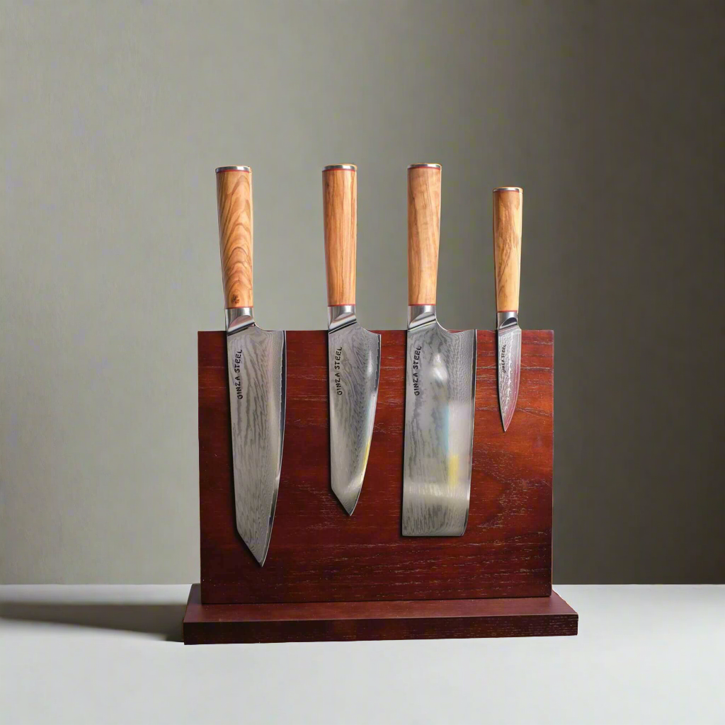 Ginza Steel MIA FIVE 5-Piece Knife Set Magnetic Block-Knife Set-DECOROLALA