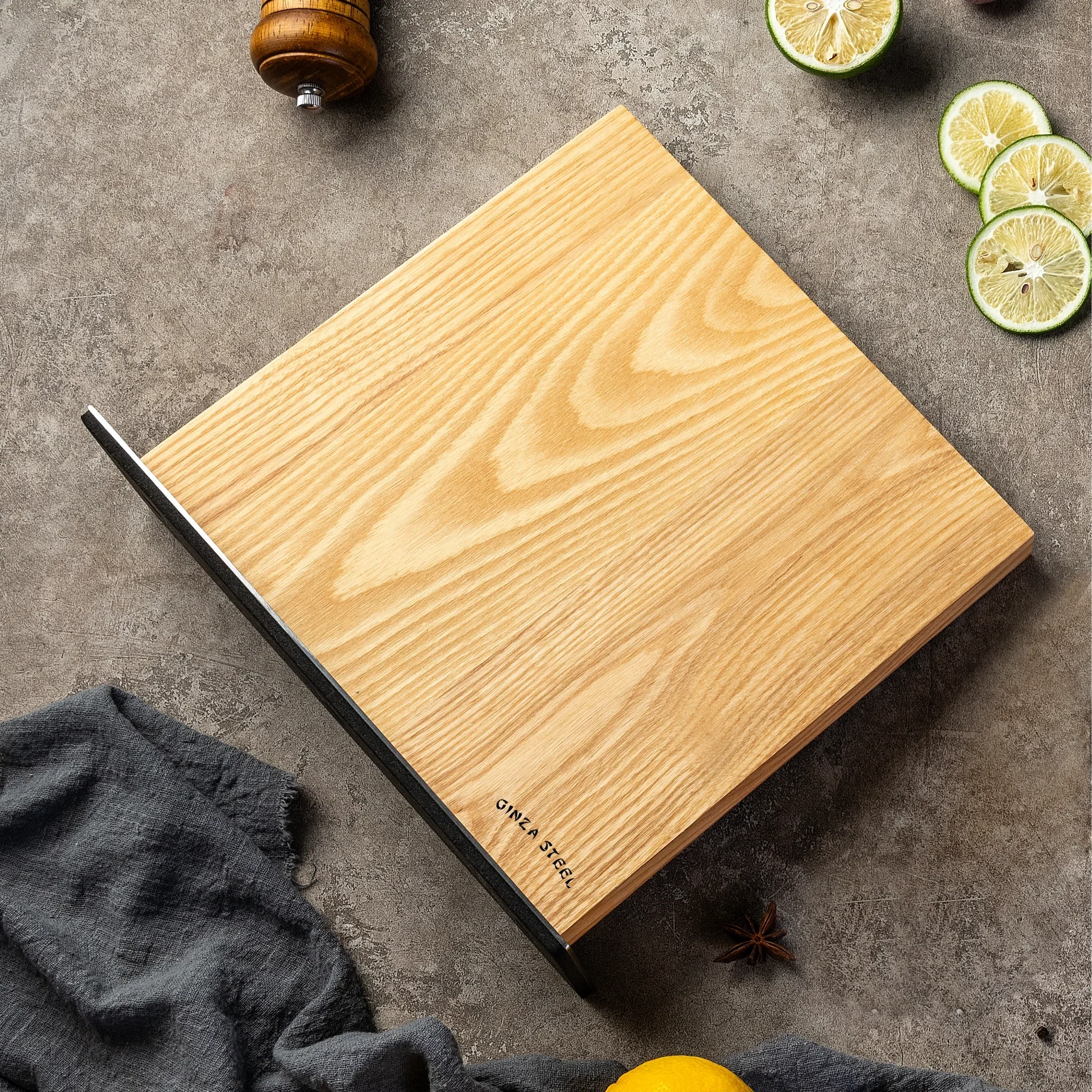 Ginza Steel Magnetic Wood Knife Block | Stylish & Functional-Knife Block-DECOROLALA