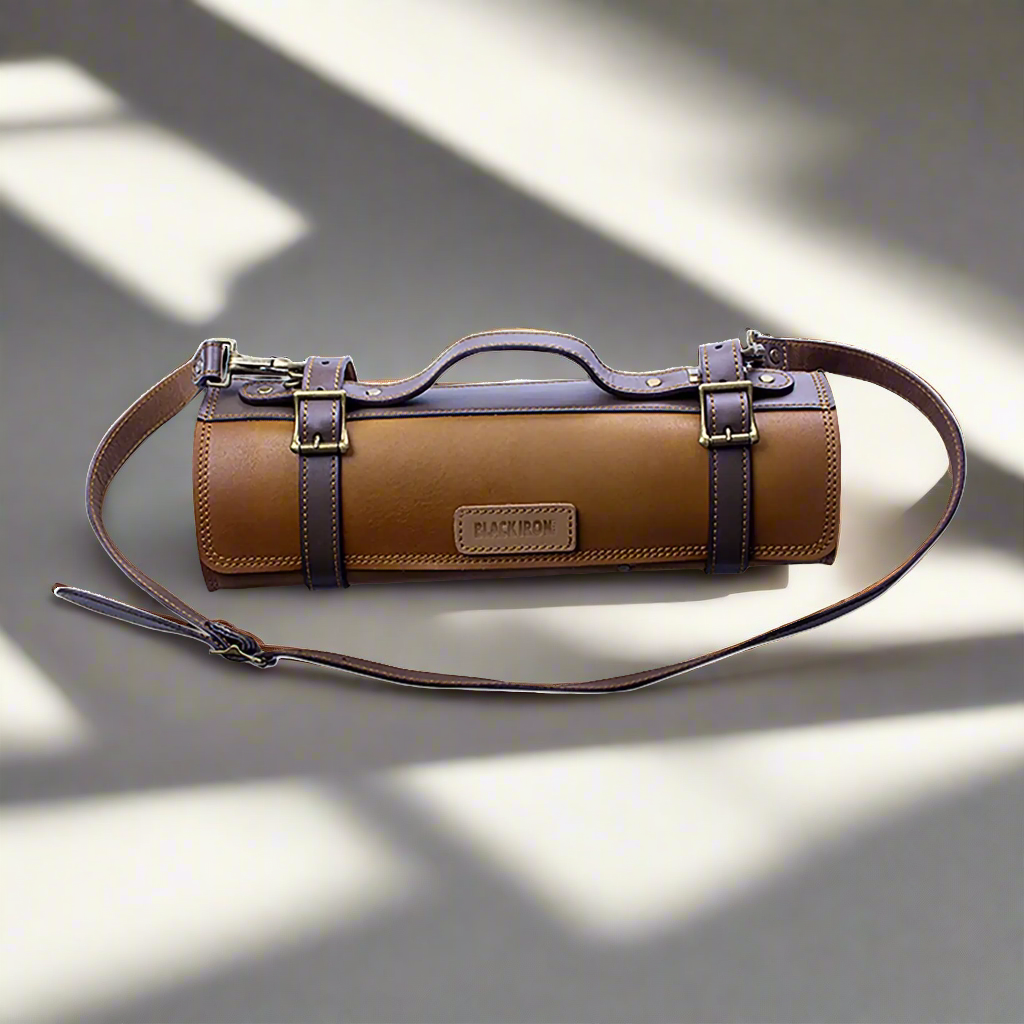 Ginza Steel Vagabond Knife Roll  Full Grain Leather Chefs Bag-Accessories-DECOROLALA