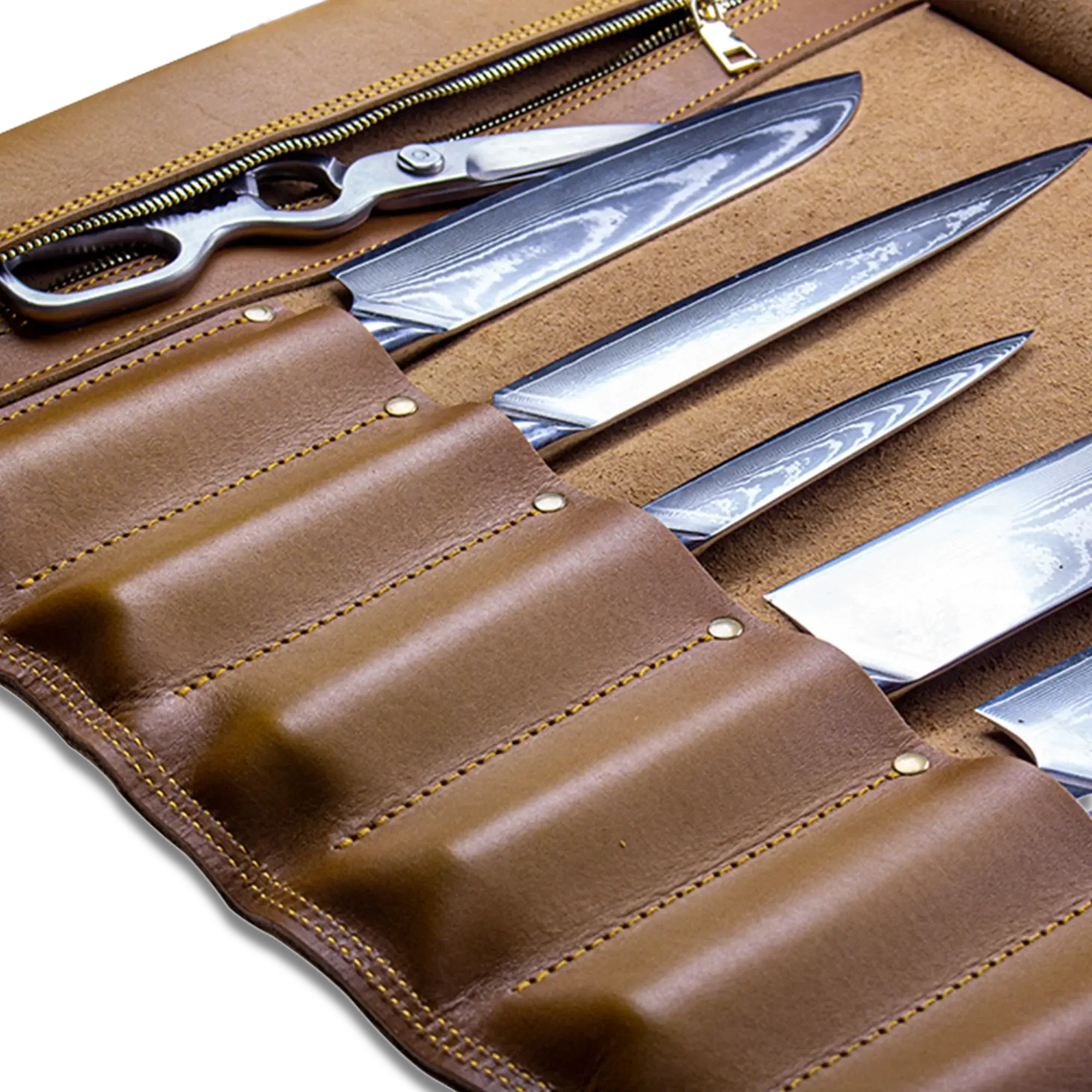 Ginza Steel Vagabond Knife Roll  Full Grain Leather Chefs Bag-Accessories-DECOROLALA