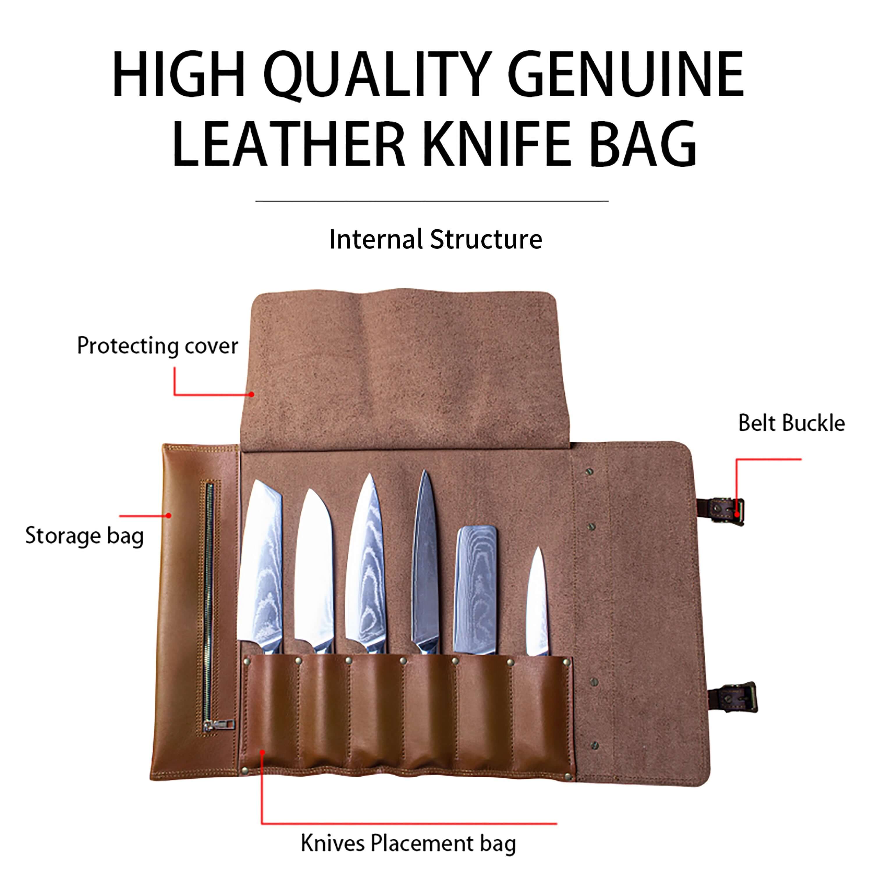 Ginza Steel Vagabond Knife Roll  Full Grain Leather Chefs Bag-Accessories-DECOROLALA