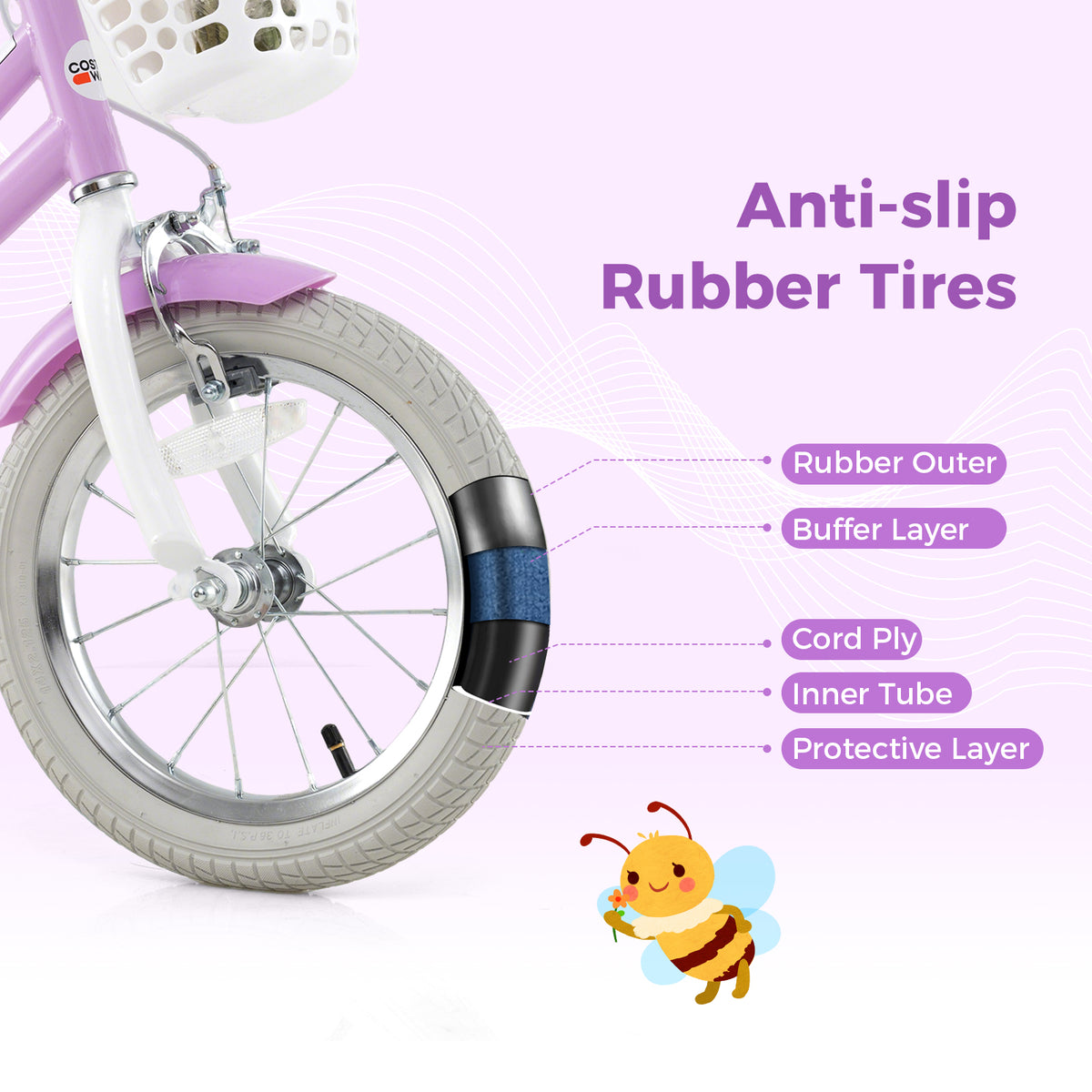 Girls 16" Bike with Doll Seat, Basket and Training Wheels-Kids Bike-DECOROLALA