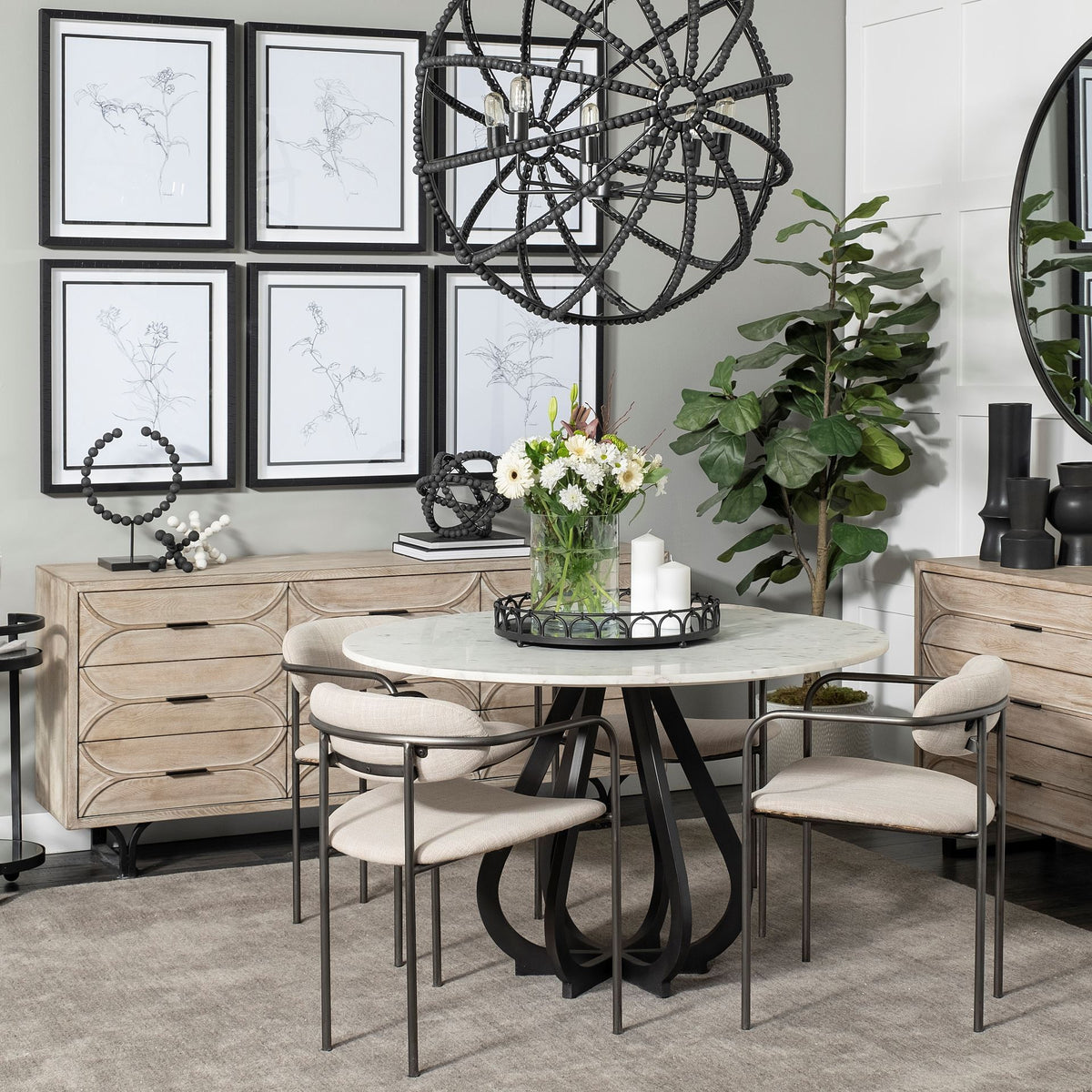 Giselle II Brown Fir Veneer W/Black Metal Leg 9 Drawer Sideboard-Sideboards & Buffets-DECOROLALA