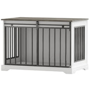 100 cm Dog Crate Furniture with Sliding Barn Door for Large Breeds, White