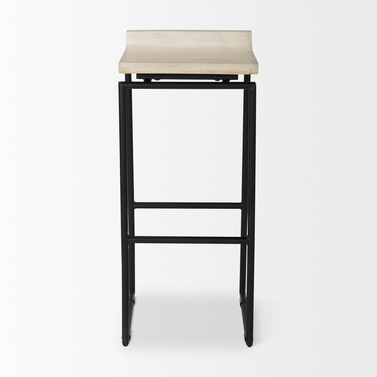 Givens 30.25"H Seat Height Wood Seat Metal Base Stool-Bar Stools-DECOROLALA