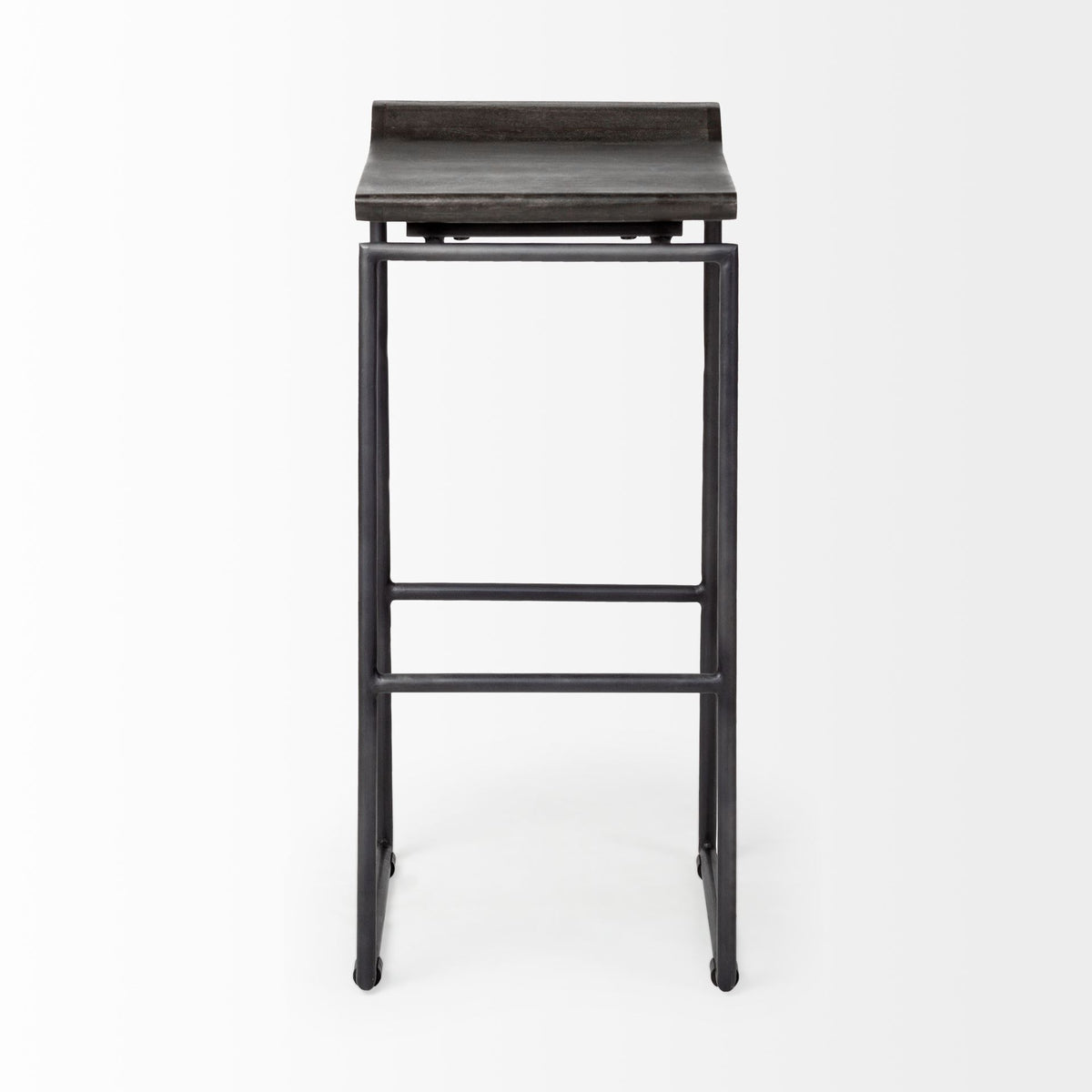 Givens 30.25"H Seat Height Wood Seat Metal Base Stool-Bar Stools-DECOROLALA