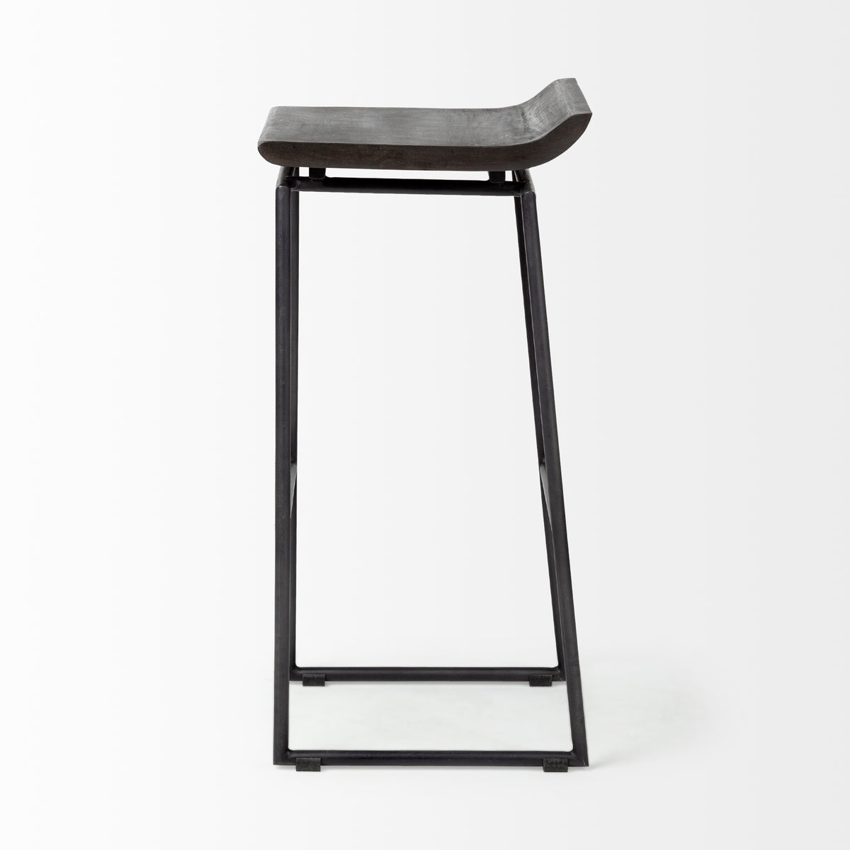 Givens 30.25"H Seat Height Wood Seat Metal Base Stool-Bar Stools-DECOROLALA
