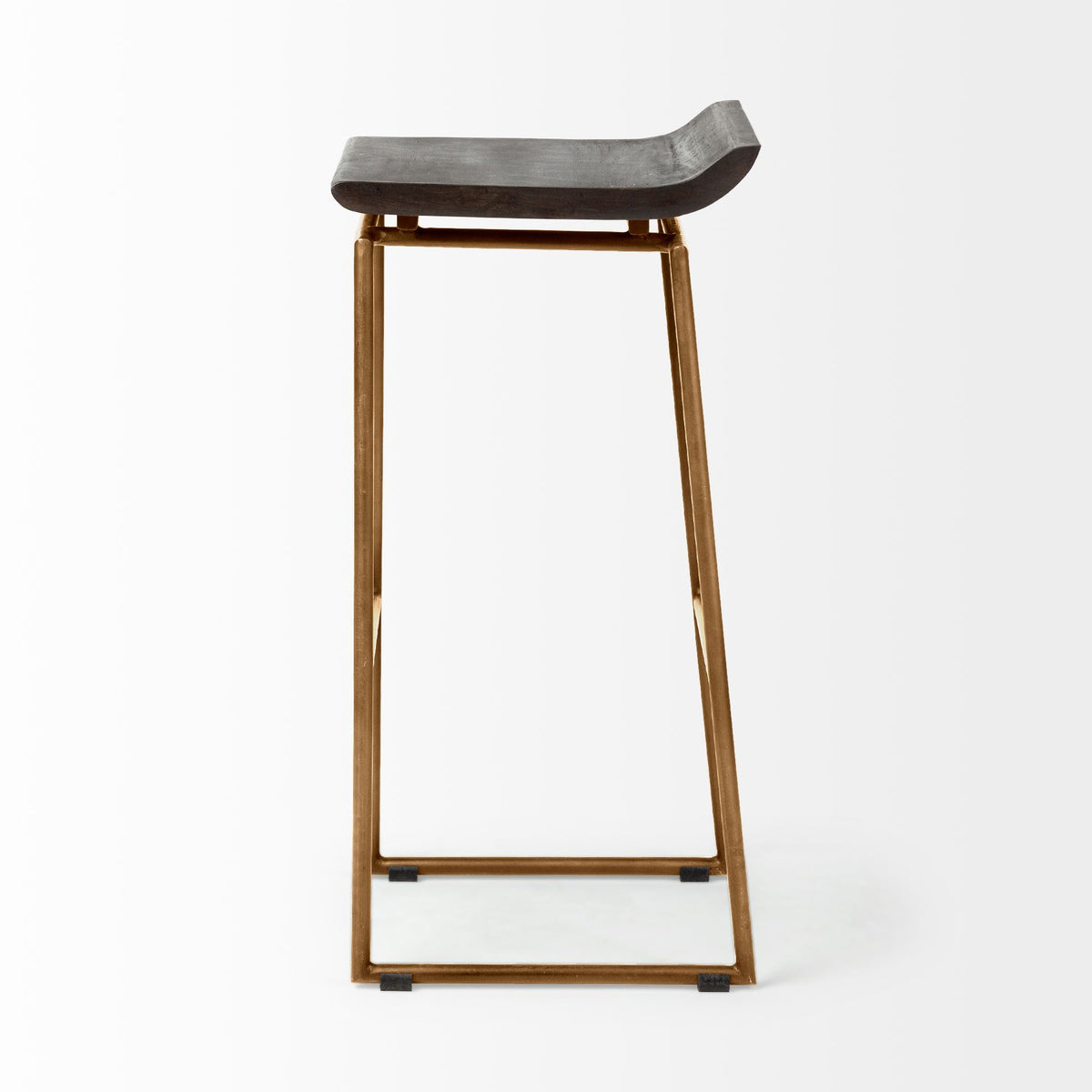 Givens 30.25"H Seat Height Wood Seat Metal Base Stool-Bar Stools-DECOROLALA