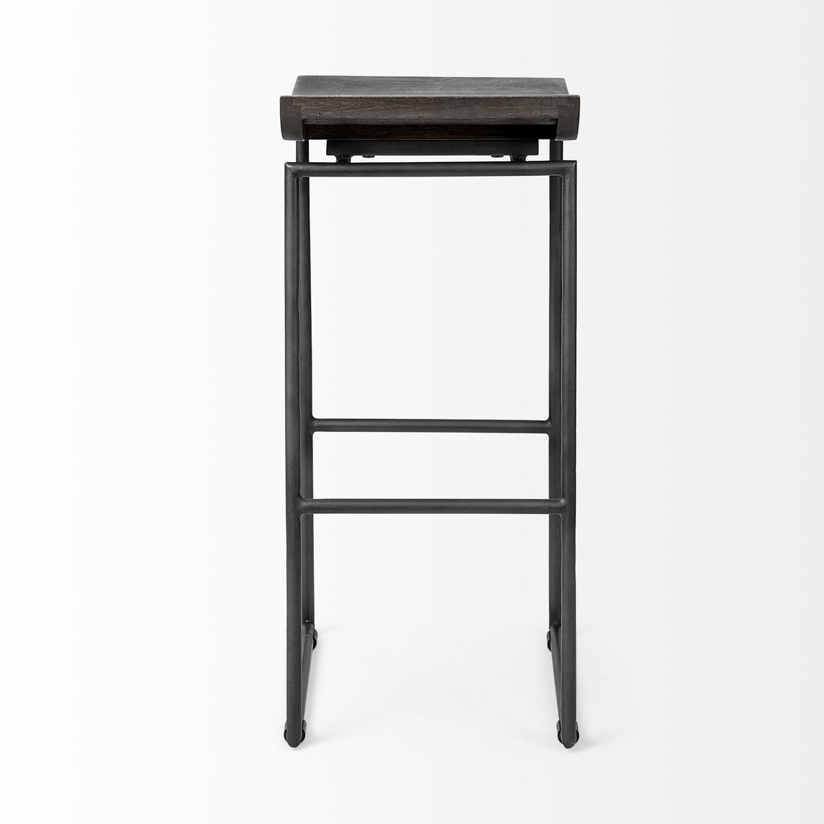 Givens 30.25"H Seat Height Wood Seat Metal Base Stool-Bar Stools-DECOROLALA