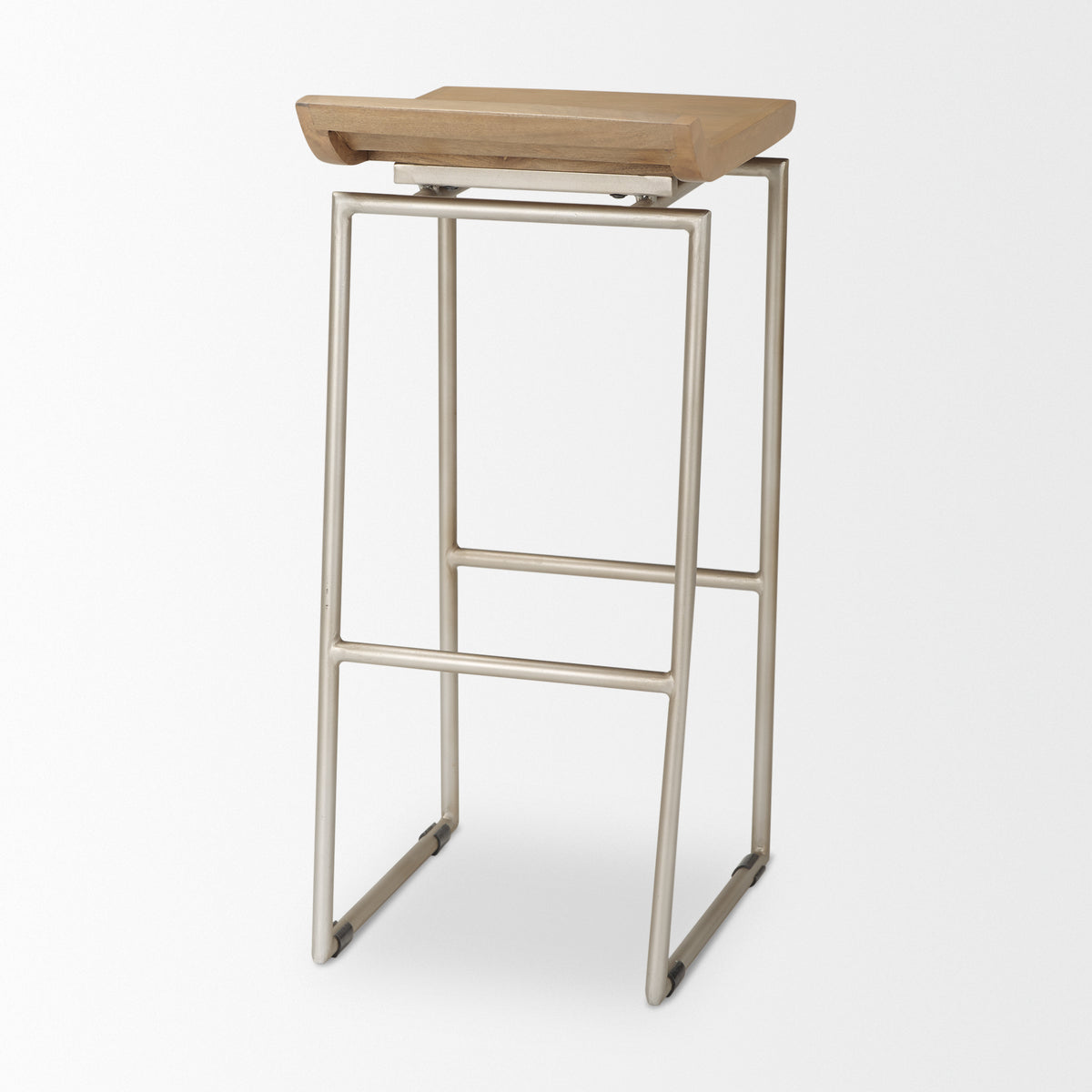 Givens 30.25"H Seat Height Wood Seat Metal Base Stool-Bar Stools-DECOROLALA