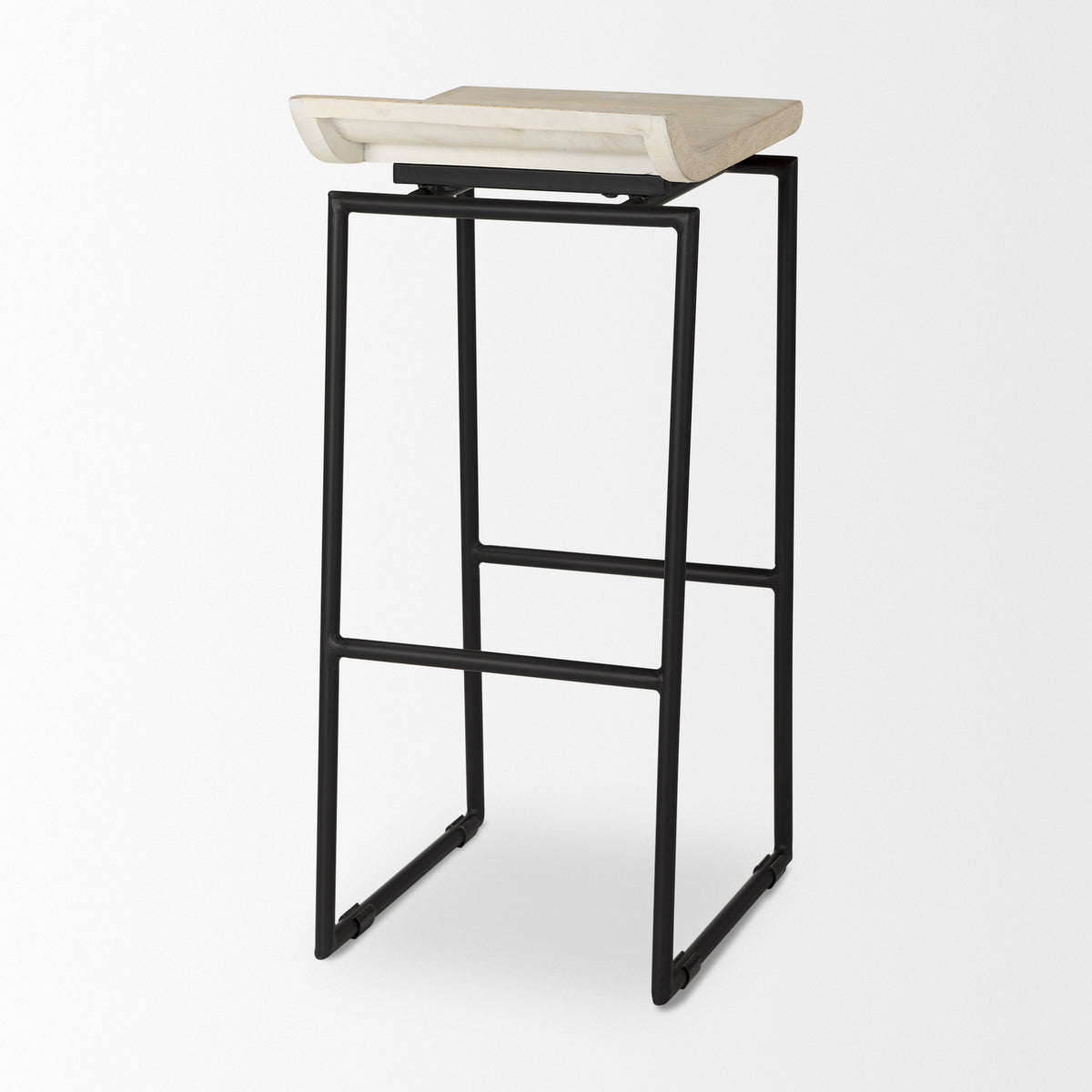 Givens 30.25"H Seat Height Wood Seat Metal Base Stool-Bar Stools-DECOROLALA