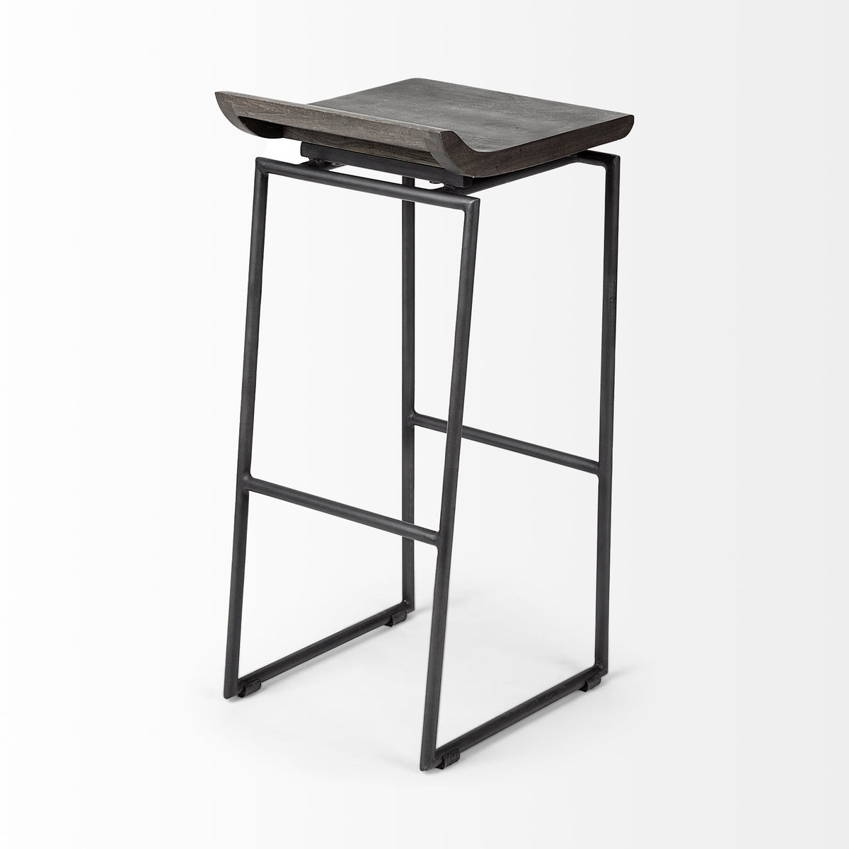Givens 30.25"H Seat Height Wood Seat Metal Base Stool-Bar Stools-DECOROLALA