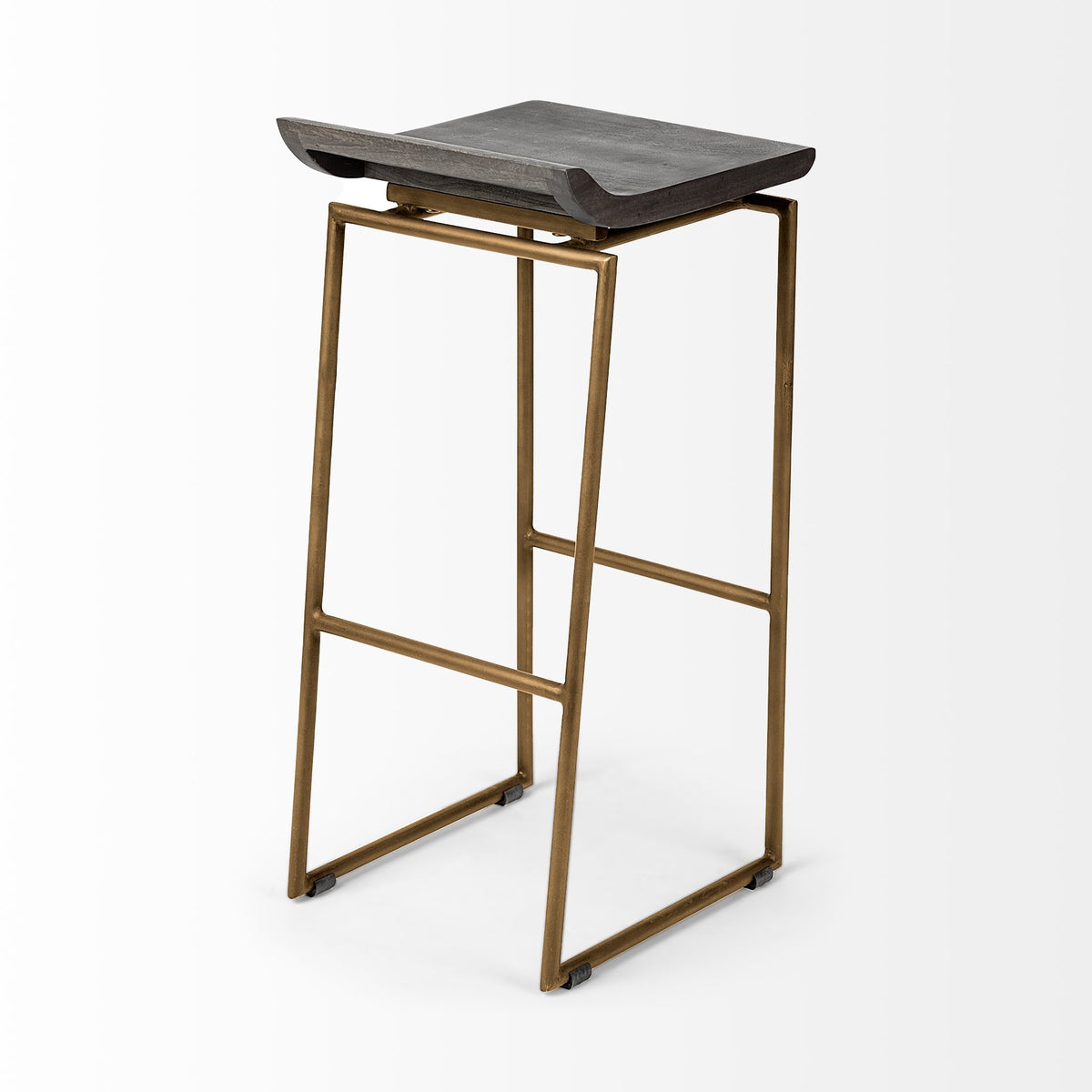 Givens 30.25"H Seat Height Wood Seat Metal Base Stool-Bar Stools-DECOROLALA